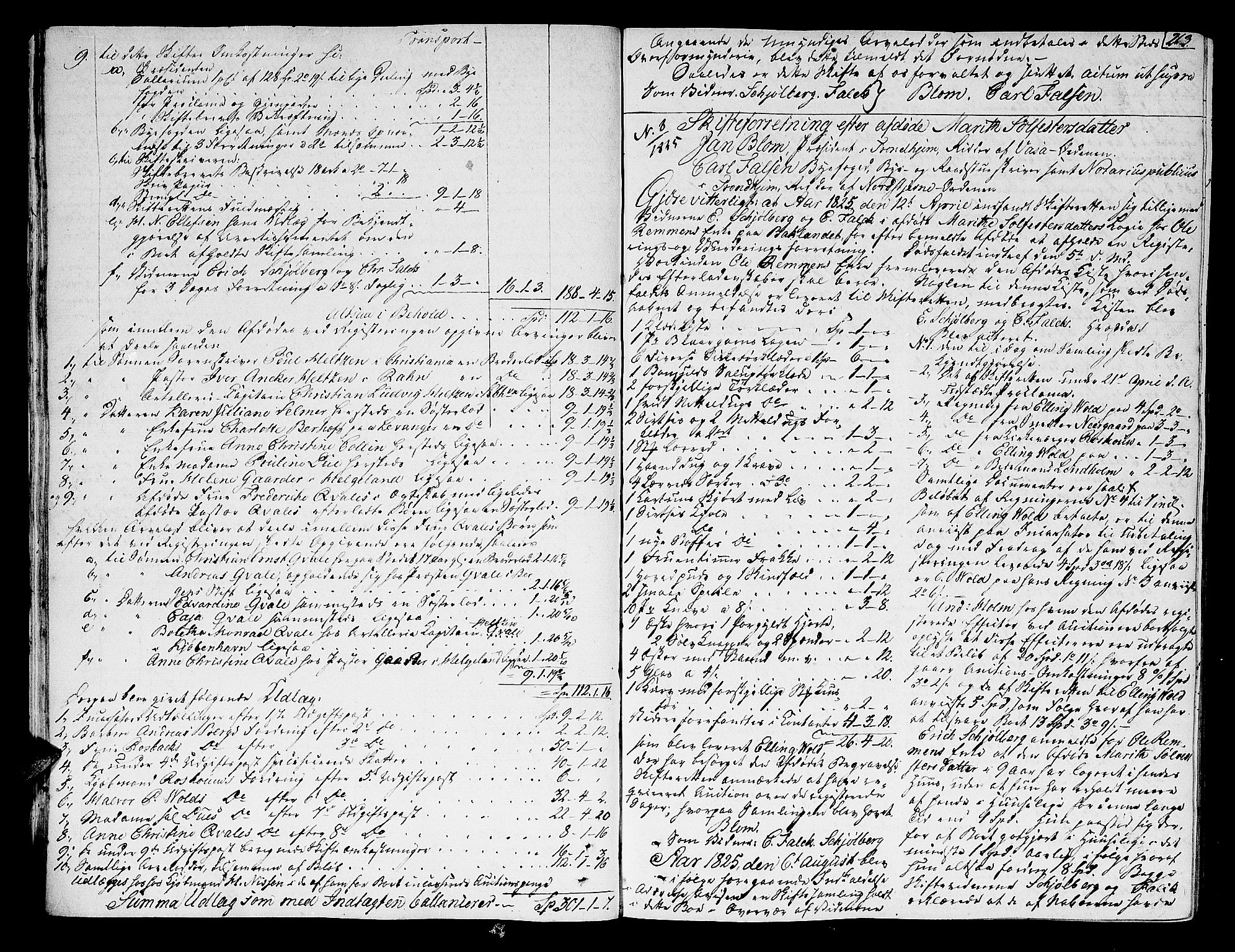 Trondheim byfogd, AV/SAT-A-0003/1/3/3A/L0027: Skifteprotokoll - gml.nr.22. (m/ register) U, 1825-1829, s. 262b-263a