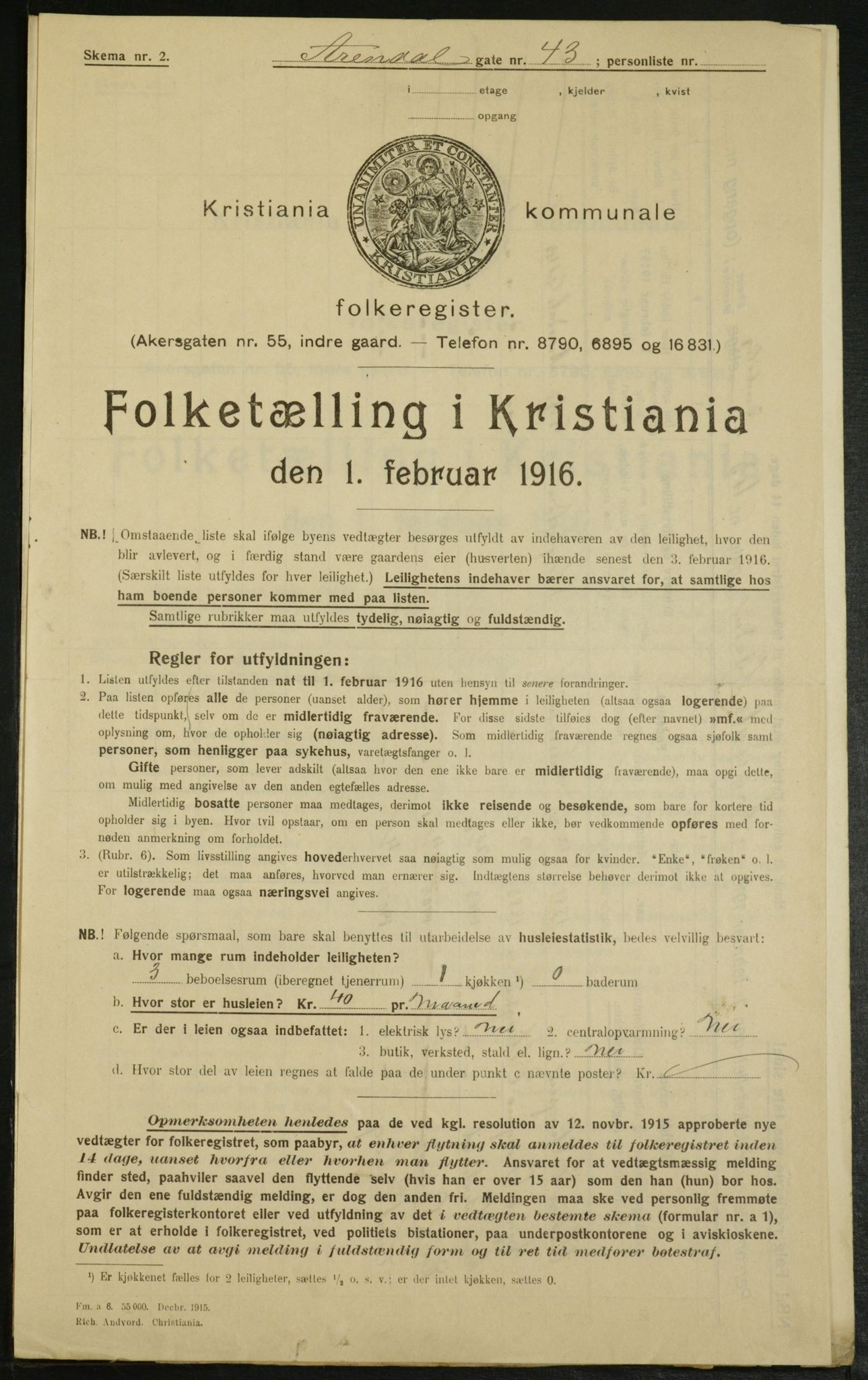 OBA, Kommunal folketelling 1.2.1916 for Kristiania, 1916, s. 2235