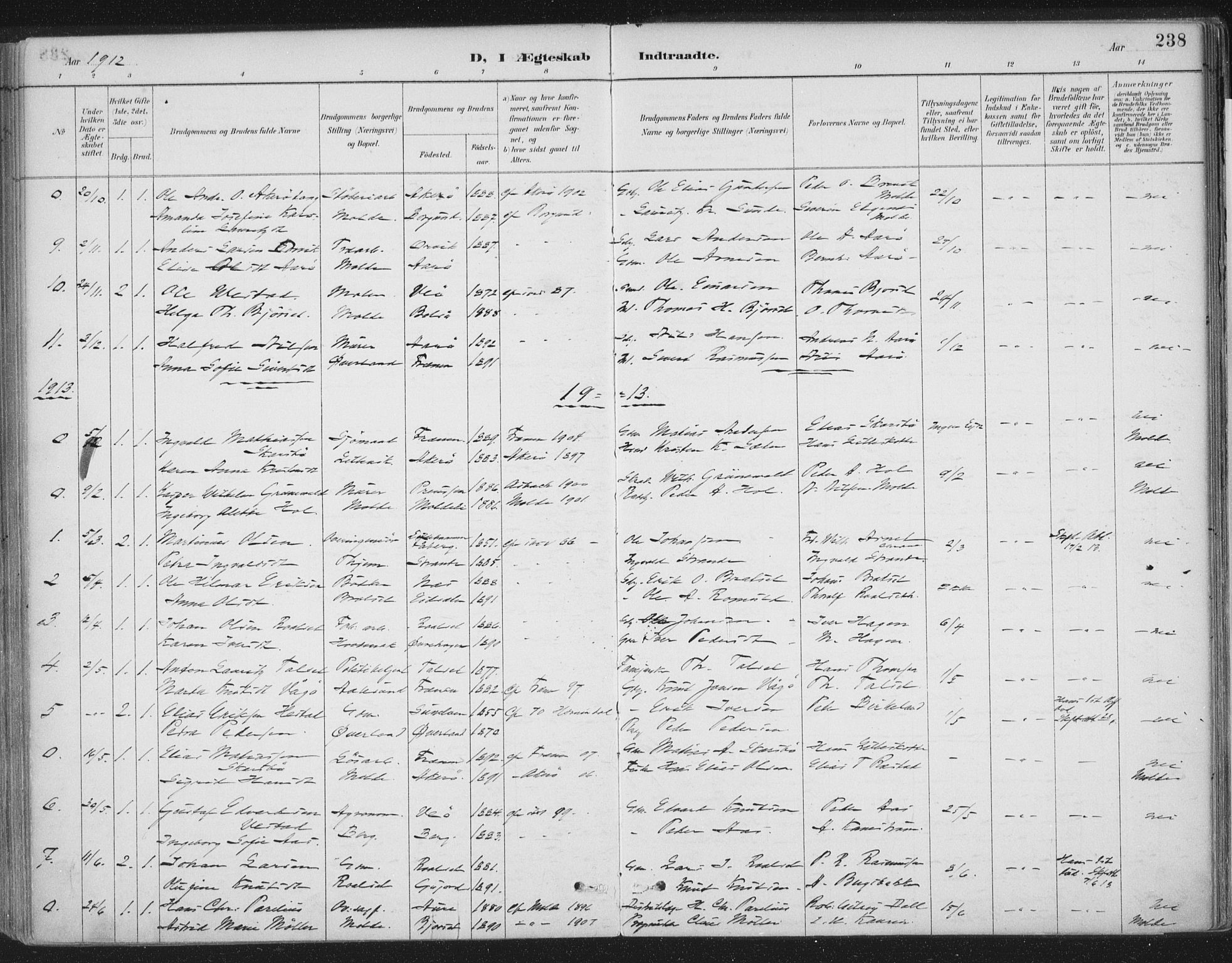Ministerialprotokoller, klokkerbøker og fødselsregistre - Møre og Romsdal, AV/SAT-A-1454/555/L0658: Ministerialbok nr. 555A09, 1887-1917, s. 238