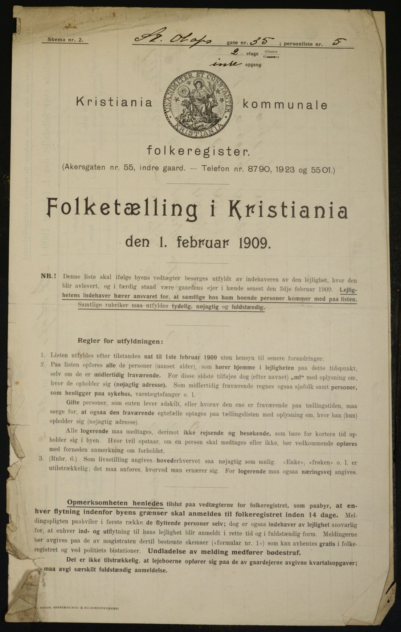 OBA, Kommunal folketelling 1.2.1909 for Kristiania kjøpstad, 1909, s. 80283