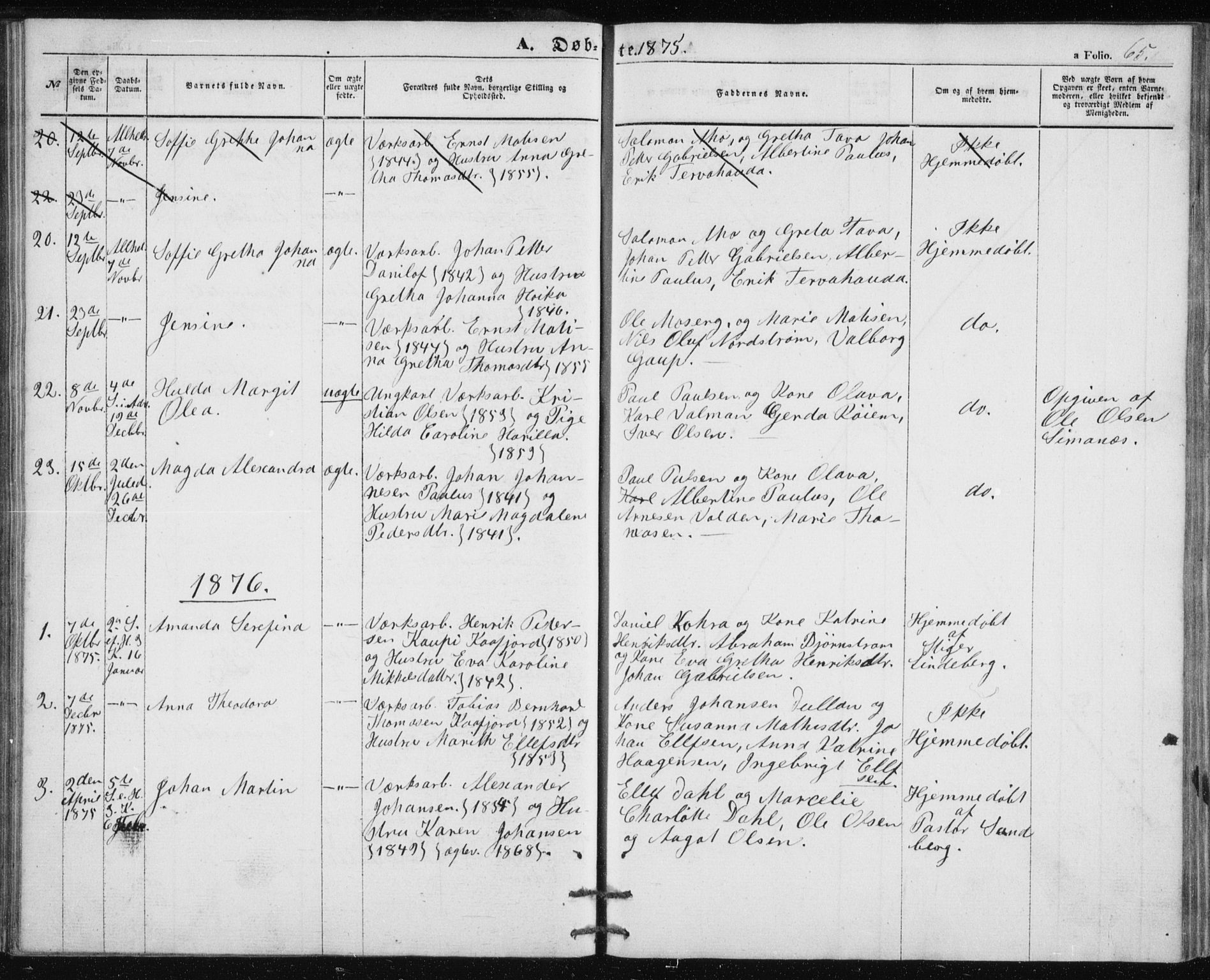 Alta sokneprestkontor, AV/SATØ-S-1338/H/Hb/L0002.klokk: Klokkerbok nr. 2, 1856-1880, s. 65