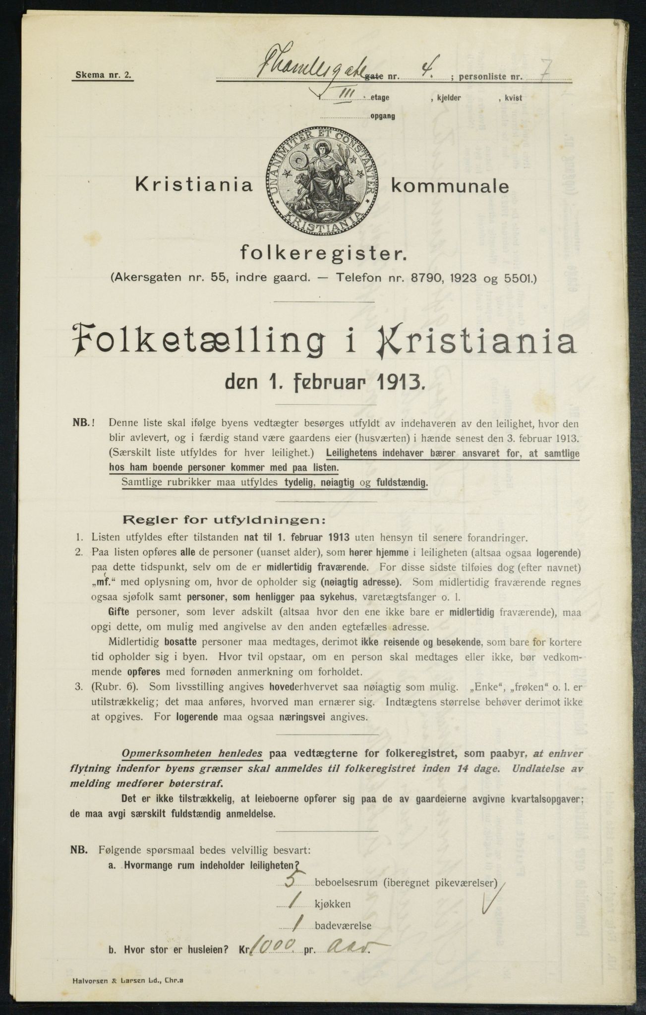 OBA, Kommunal folketelling 1.2.1913 for Kristiania, 1913, s. 109256