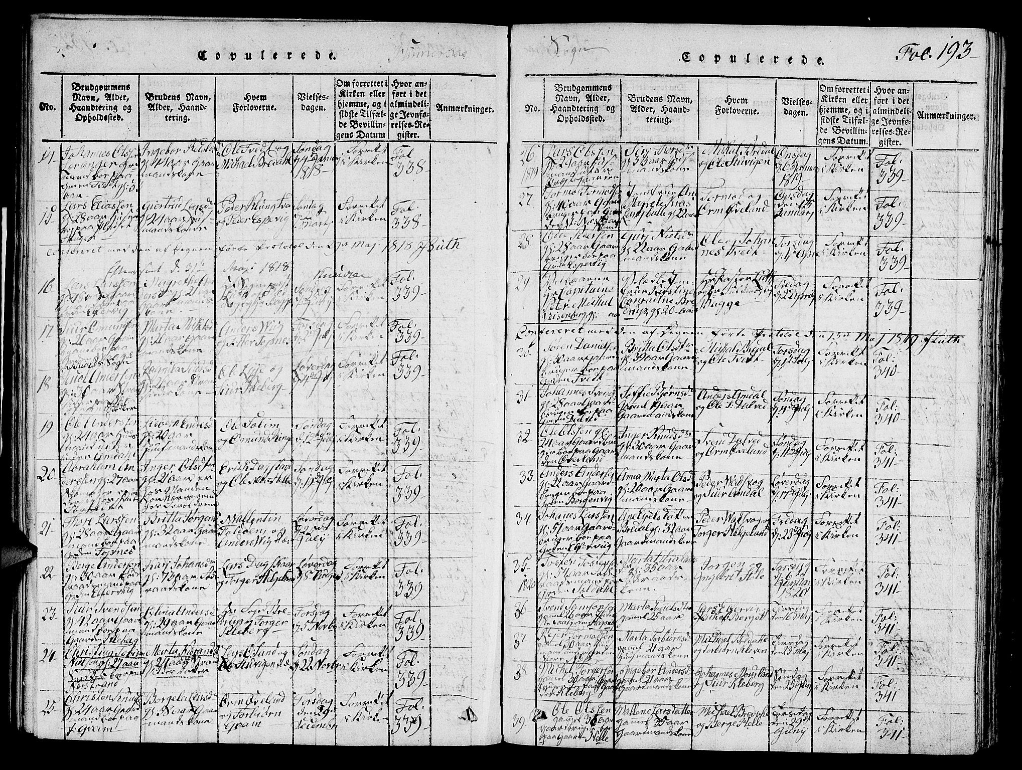 Nedstrand sokneprestkontor, AV/SAST-A-101841/01/V: Klokkerbok nr. B 1 /1, 1816-1847, s. 193