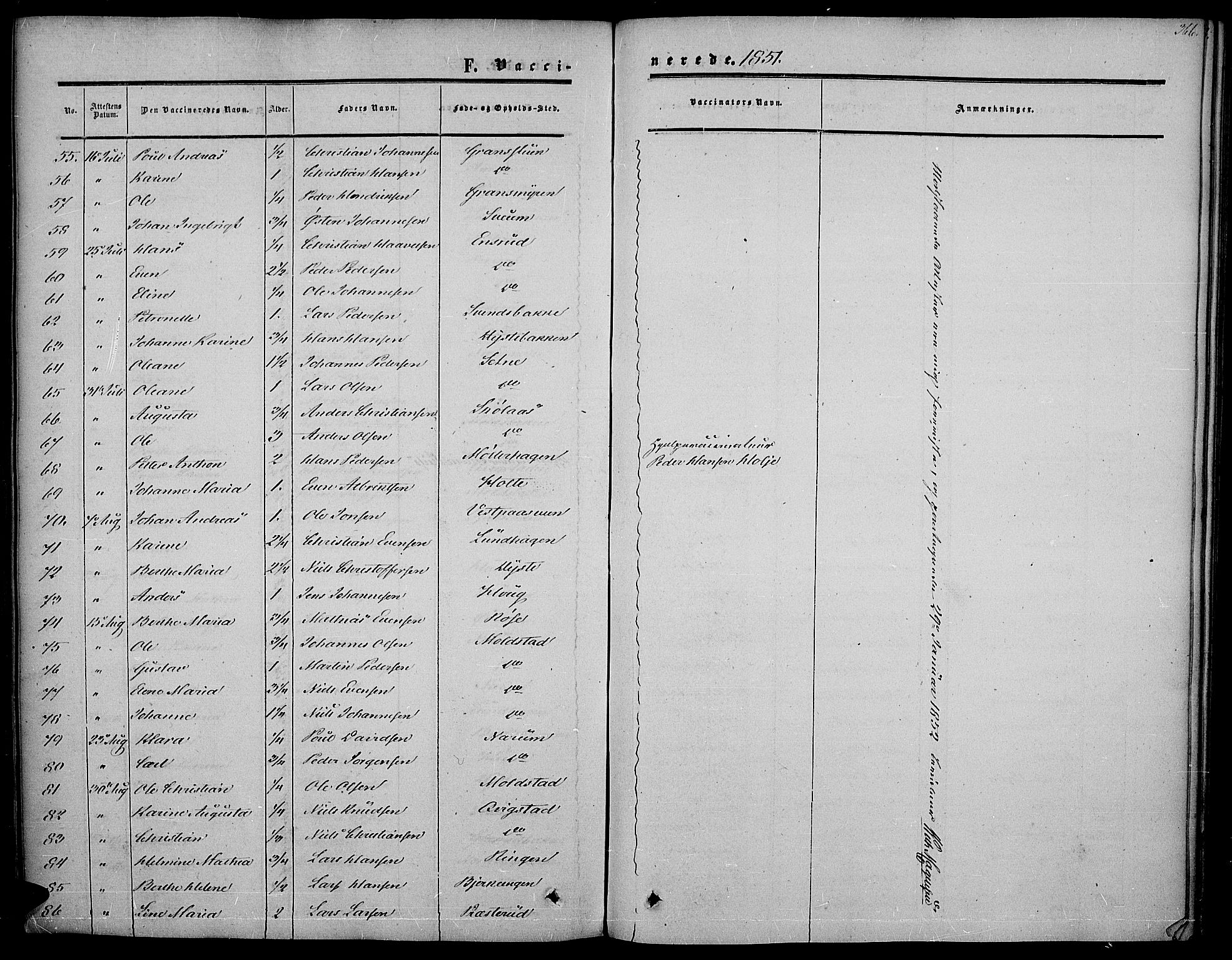 Vestre Toten prestekontor, SAH/PREST-108/H/Ha/Haa/L0005: Ministerialbok nr. 5, 1850-1855, s. 366