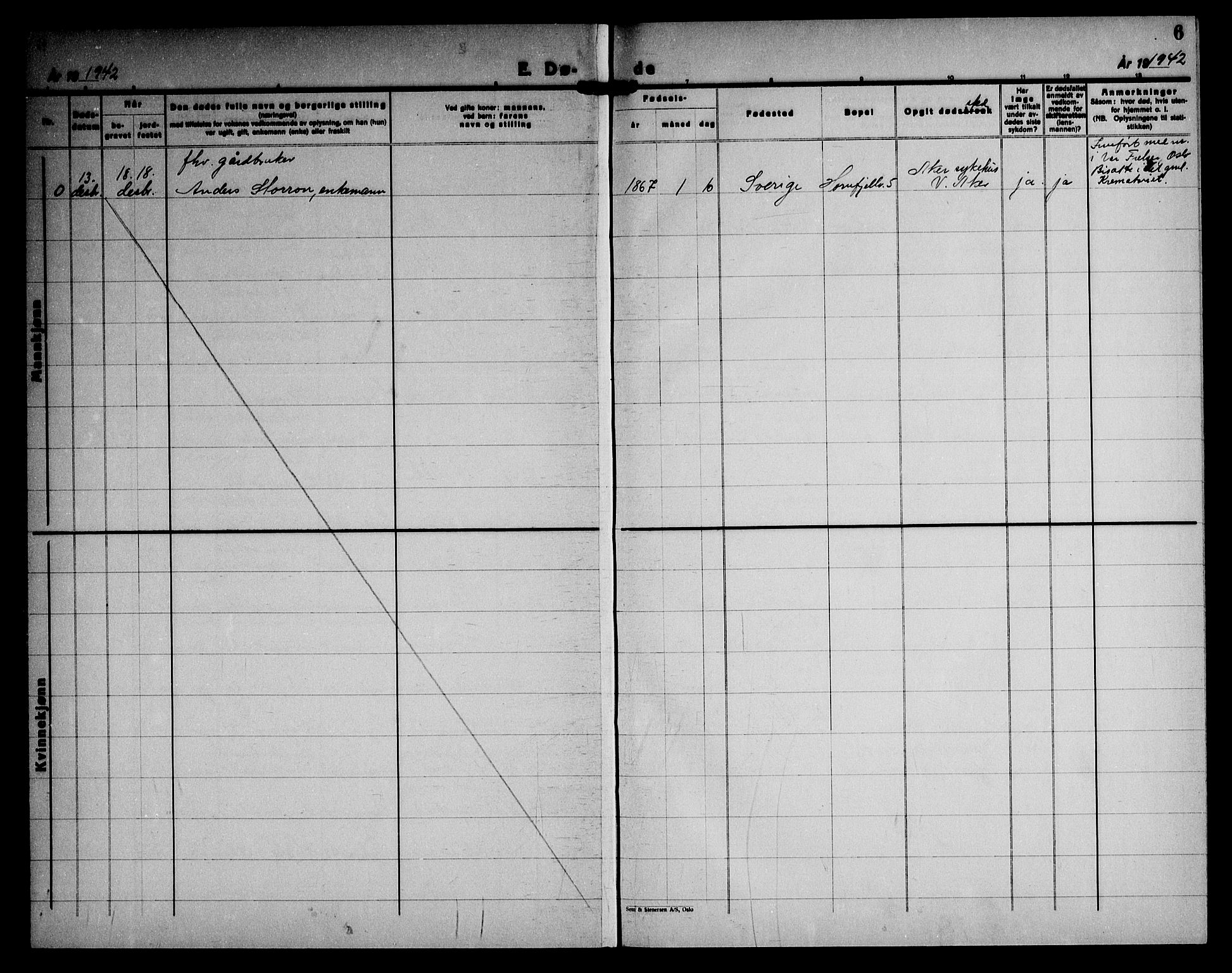 Østre Aker prestekontor Kirkebøker, AV/SAO-A-10840/G/Gc/L0004: Klokkerbok nr. III 4, 1942-1949, s. 6