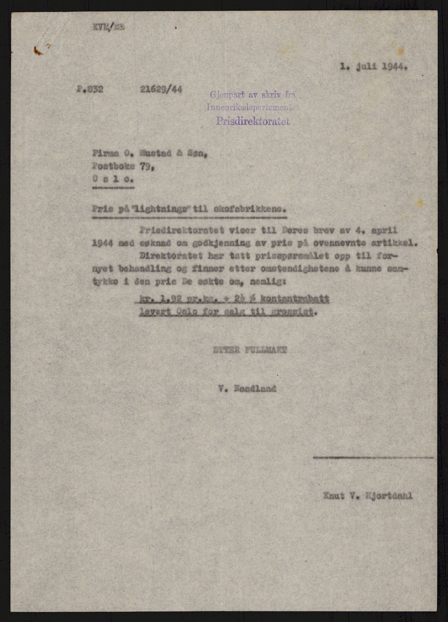 Direktoratet for industriforsyning, Sekretariatet, AV/RA-S-4153/D/Df/L0055: 9. Metallkontoret, 1940-1945, s. 269