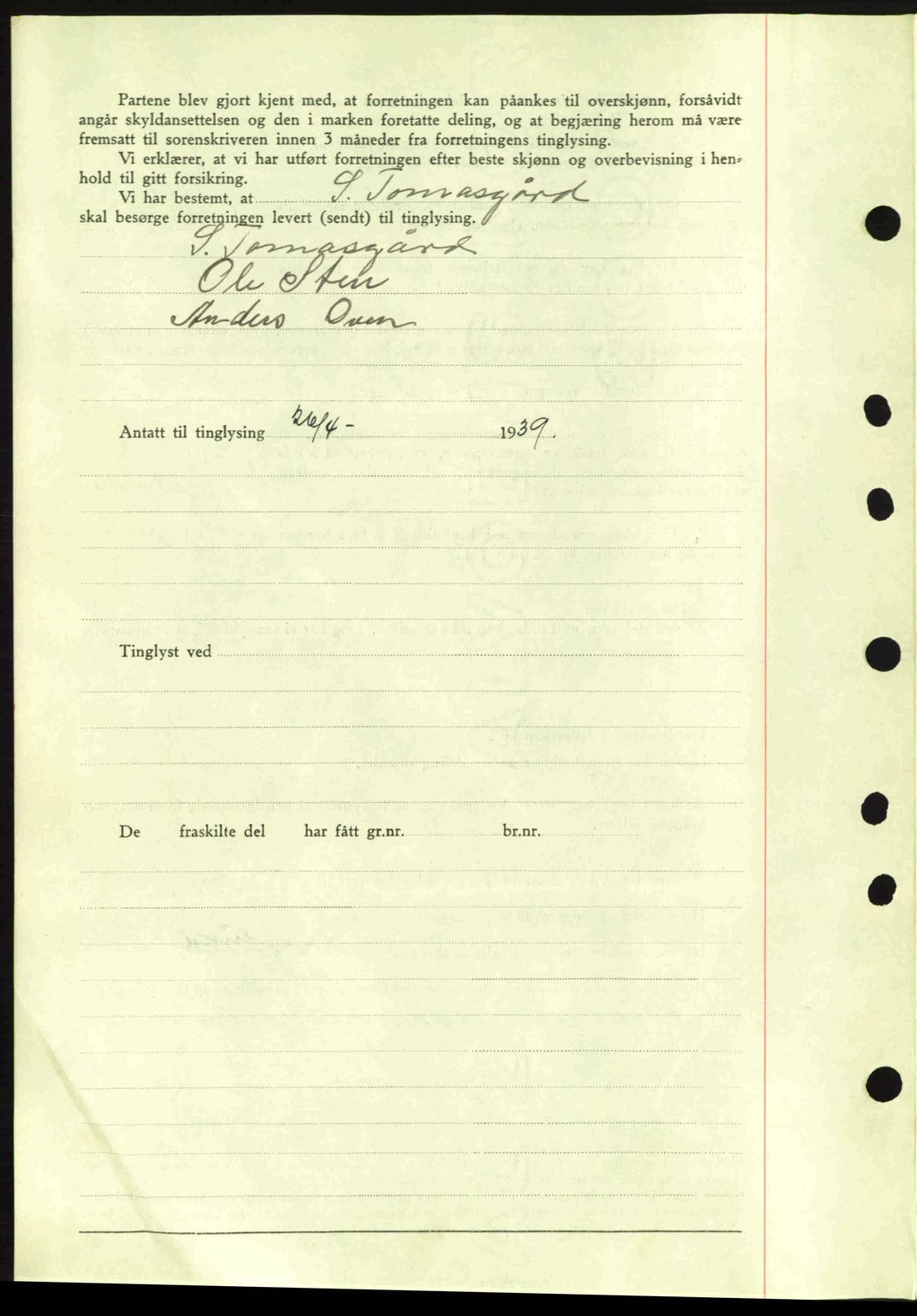Moss sorenskriveri, SAO/A-10168: Pantebok nr. A5, 1938-1939, Dagboknr: 995/1939