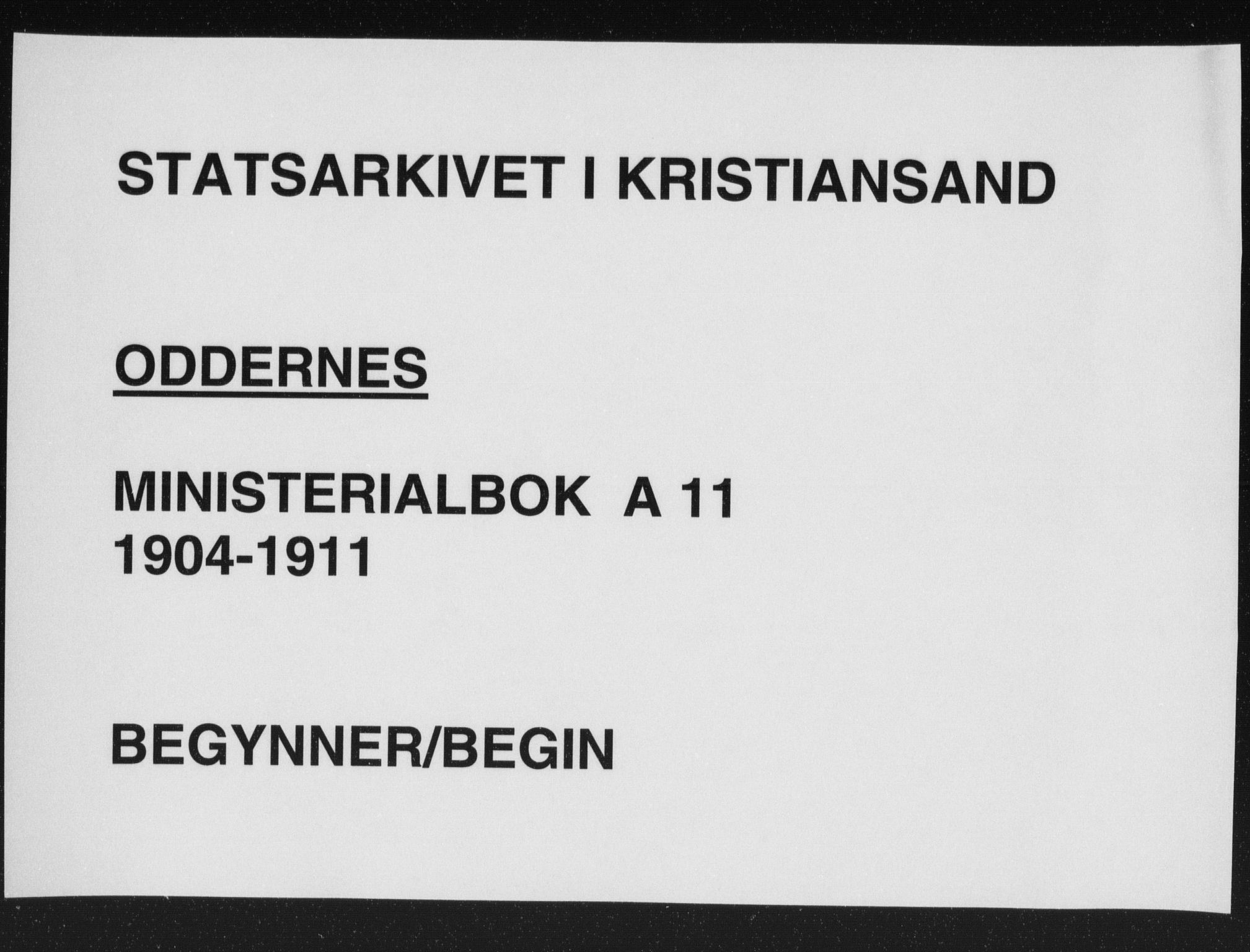 Oddernes sokneprestkontor, SAK/1111-0033/F/Fa/Faa/L0011: Ministerialbok nr. A 11, 1904-1911