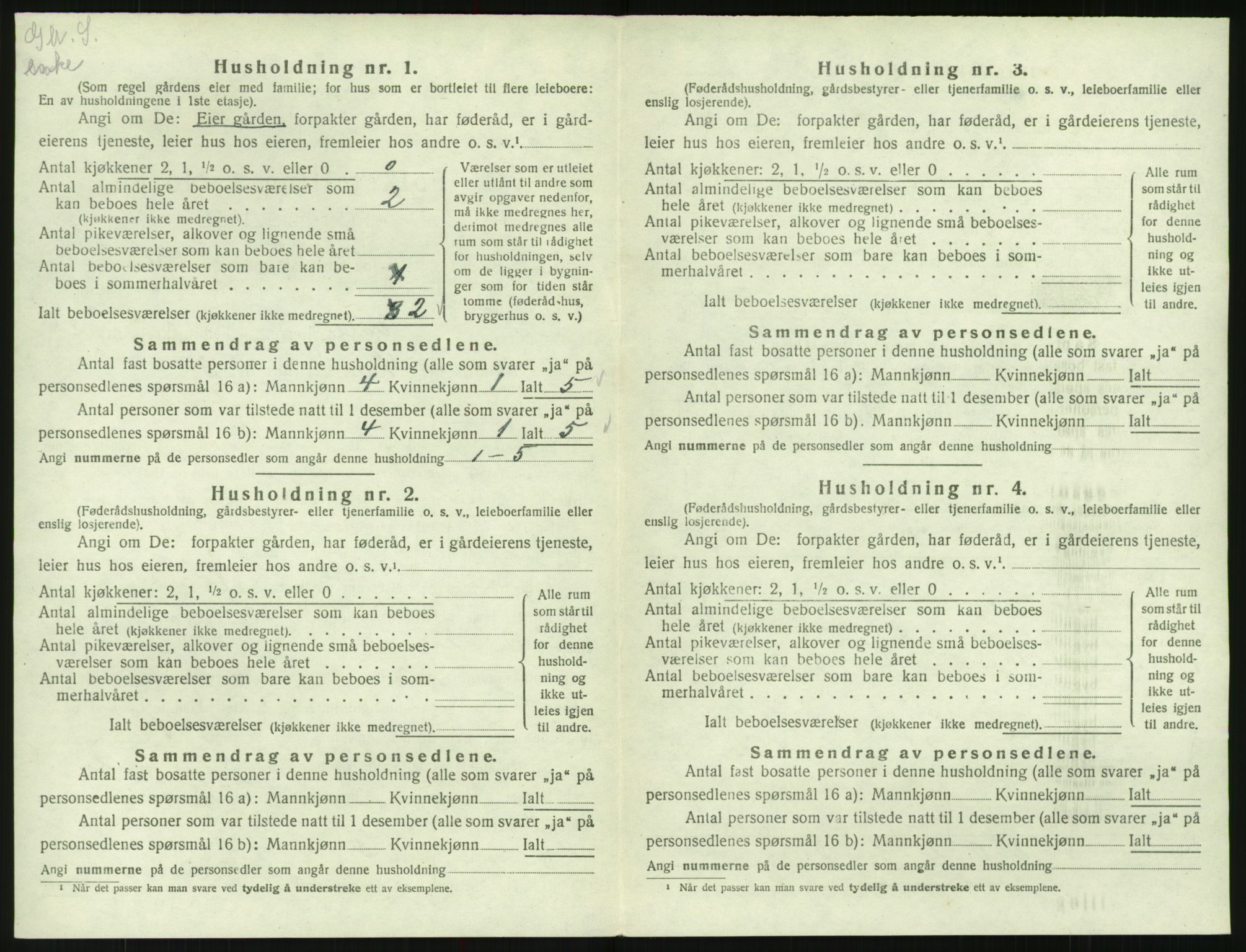 SAK, Folketelling 1920 for 0940 Valle herred, 1920, s. 196