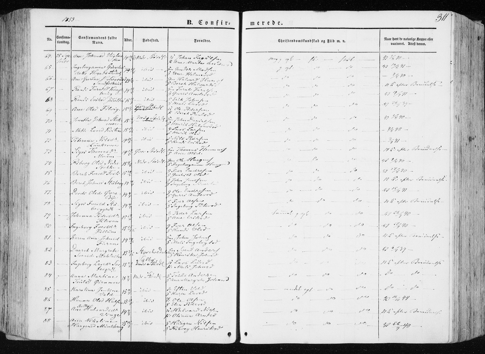 Ministerialprotokoller, klokkerbøker og fødselsregistre - Nord-Trøndelag, SAT/A-1458/709/L0074: Ministerialbok nr. 709A14, 1845-1858, s. 311