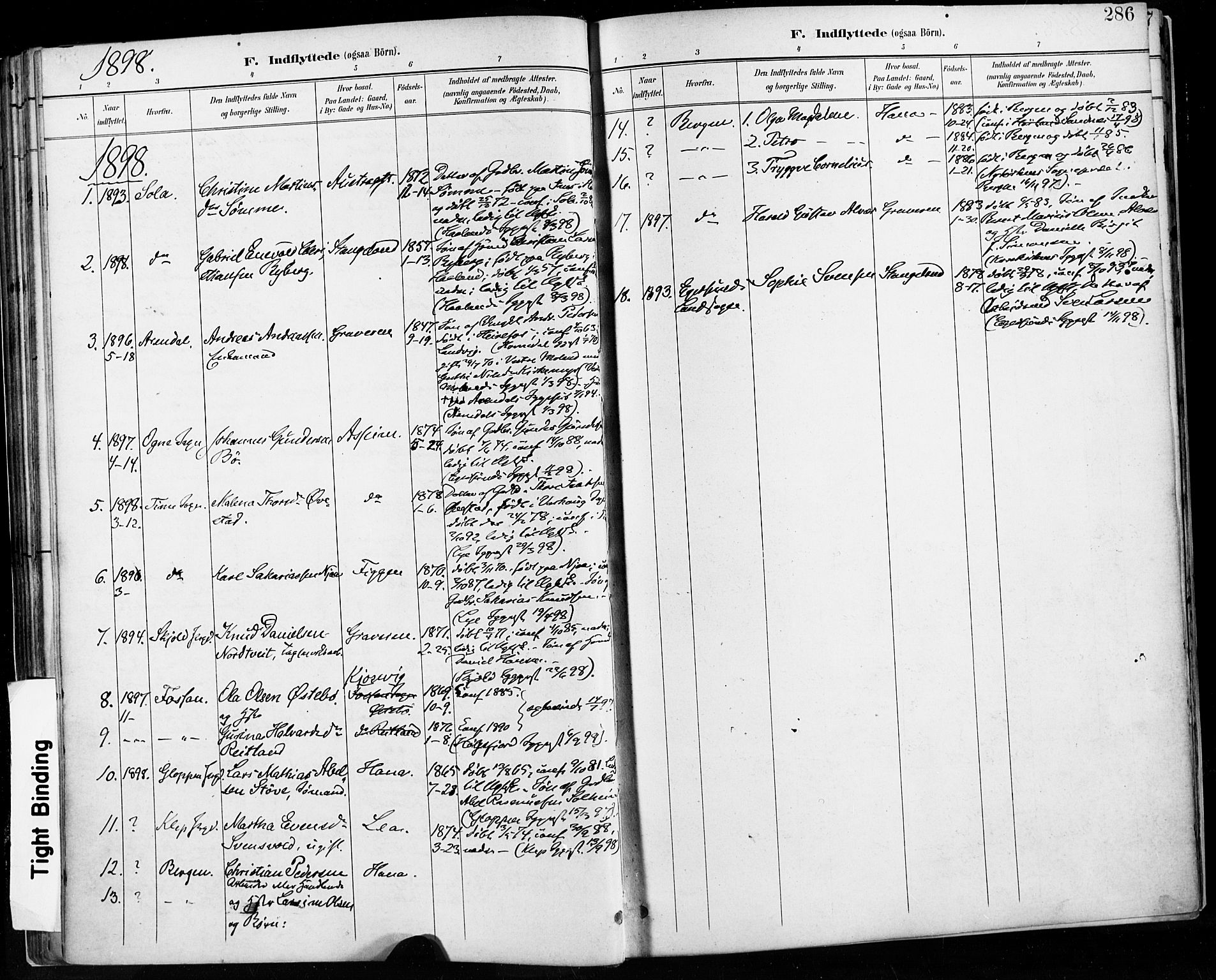 Høyland sokneprestkontor, AV/SAST-A-101799/001/30BA/L0013: Ministerialbok nr. A 13.2, 1889-1898, s. 286