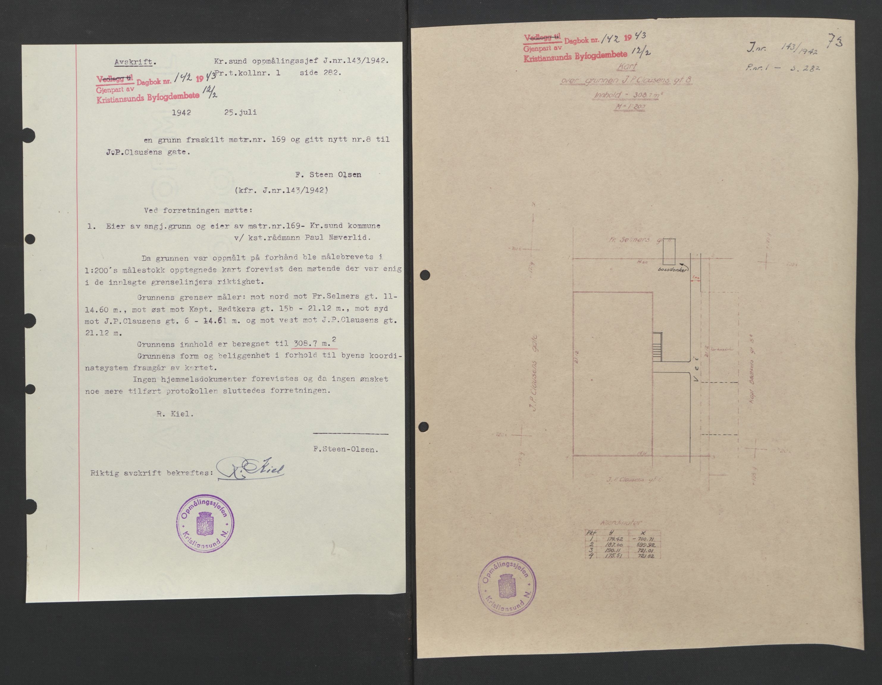 Kristiansund byfogd, AV/SAT-A-4587/A/27: Pantebok nr. 37, 1942-1945, Dagboknr: 142/1943