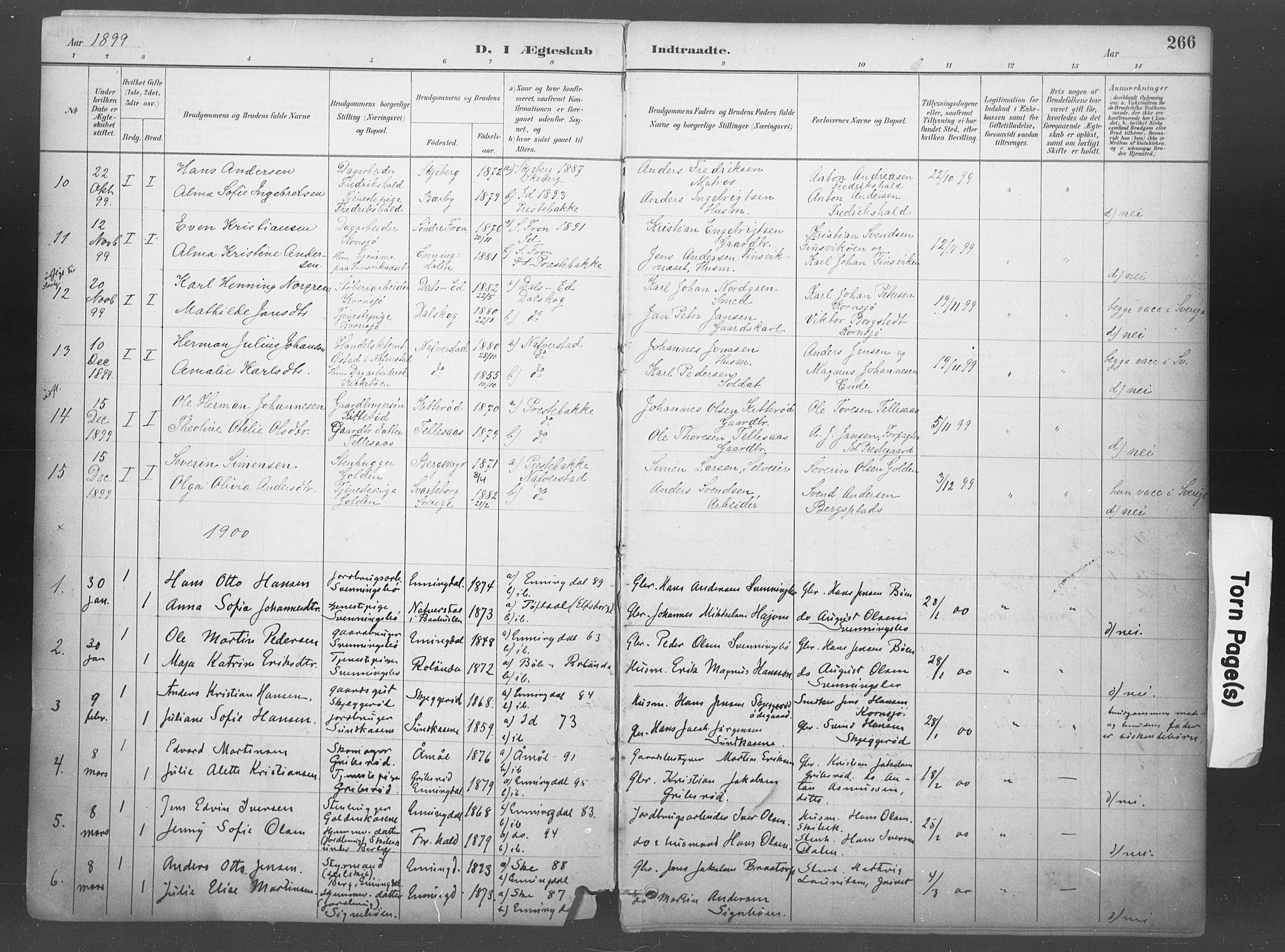 Idd prestekontor Kirkebøker, AV/SAO-A-10911/F/Fb/L0002: Ministerialbok nr. II 2, 1882-1923, s. 266