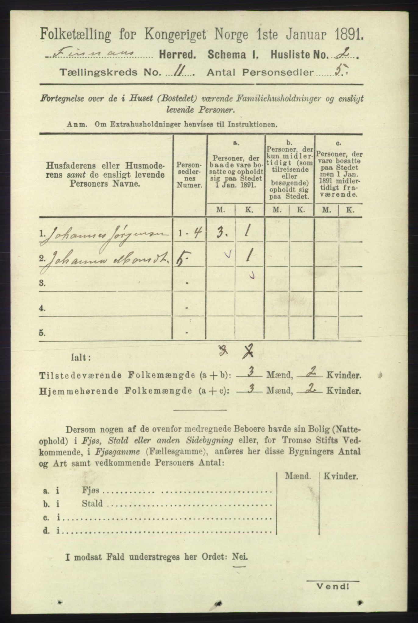 RA, Folketelling 1891 for 1218 Finnås herred, 1891, s. 5104