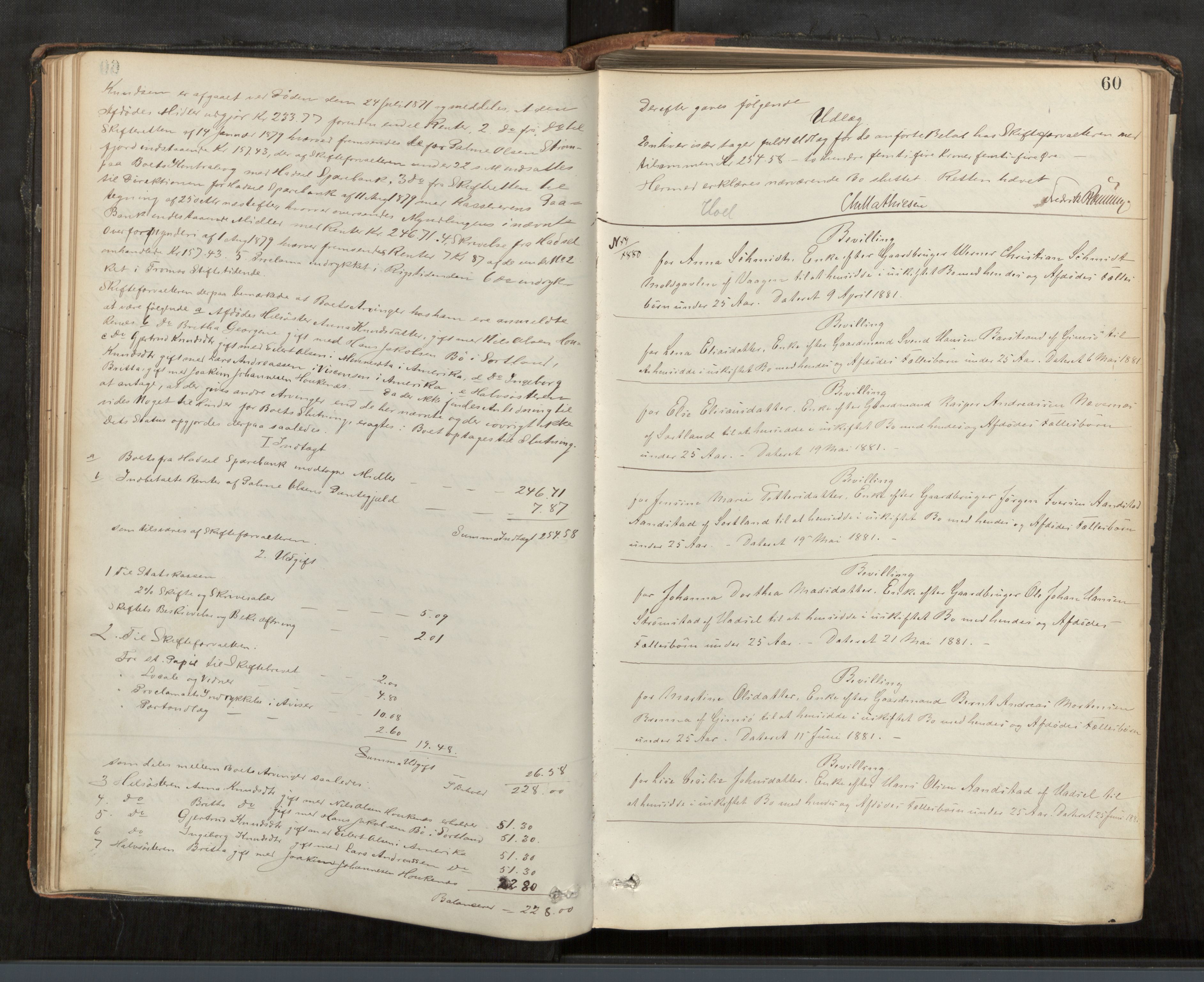 Vesterålen sorenskriveri, AV/SAT-A-4180/1/3/3A/L0021: Skifteslutningsprotokoll, 1879-1890, s. 60