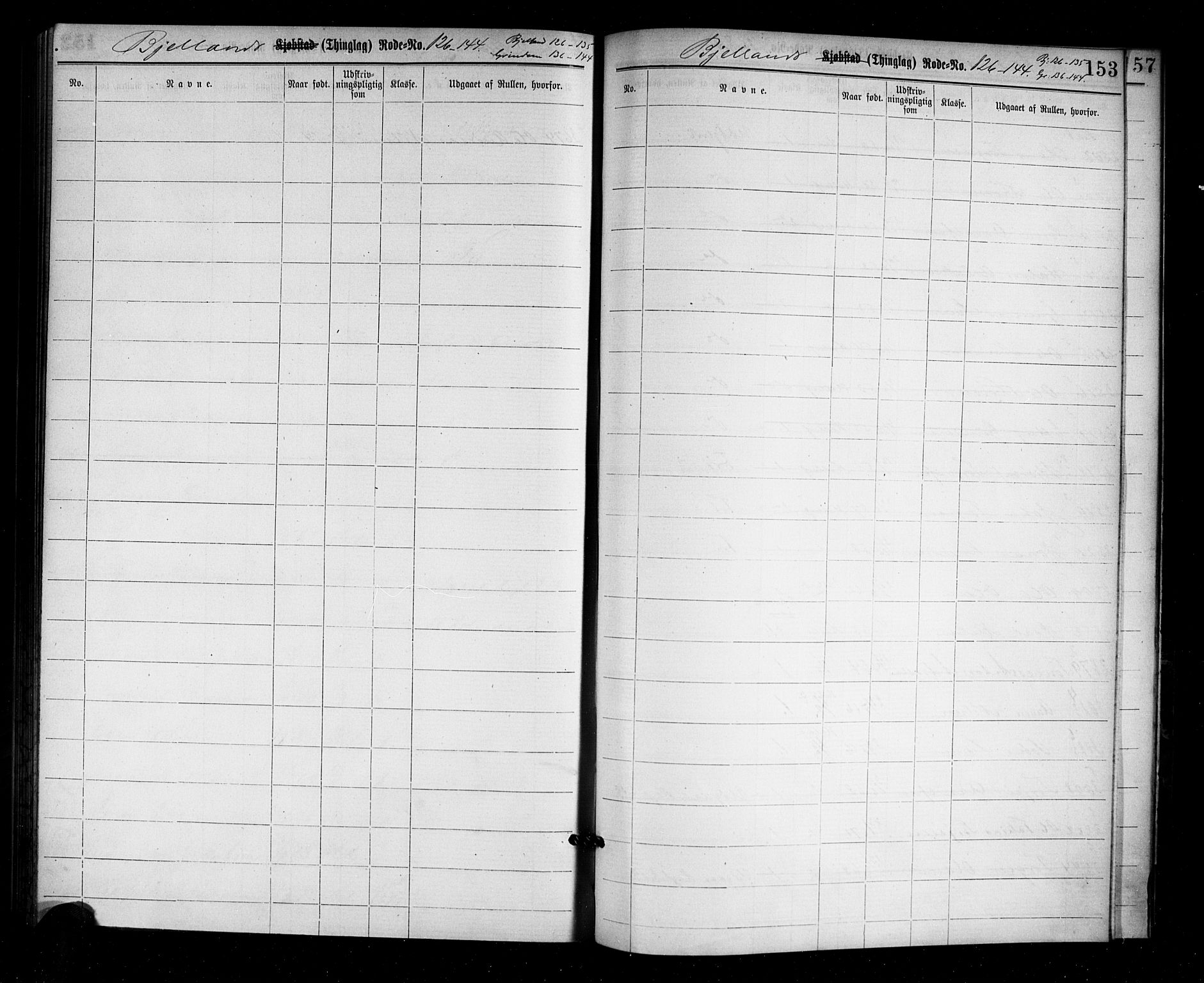 Mandal mønstringskrets, SAK/2031-0016/F/Ff/L0001: Utskrivningsregisterrulle, nr som i hovedrulle, med register, L-15, 1860-1900, s. 158
