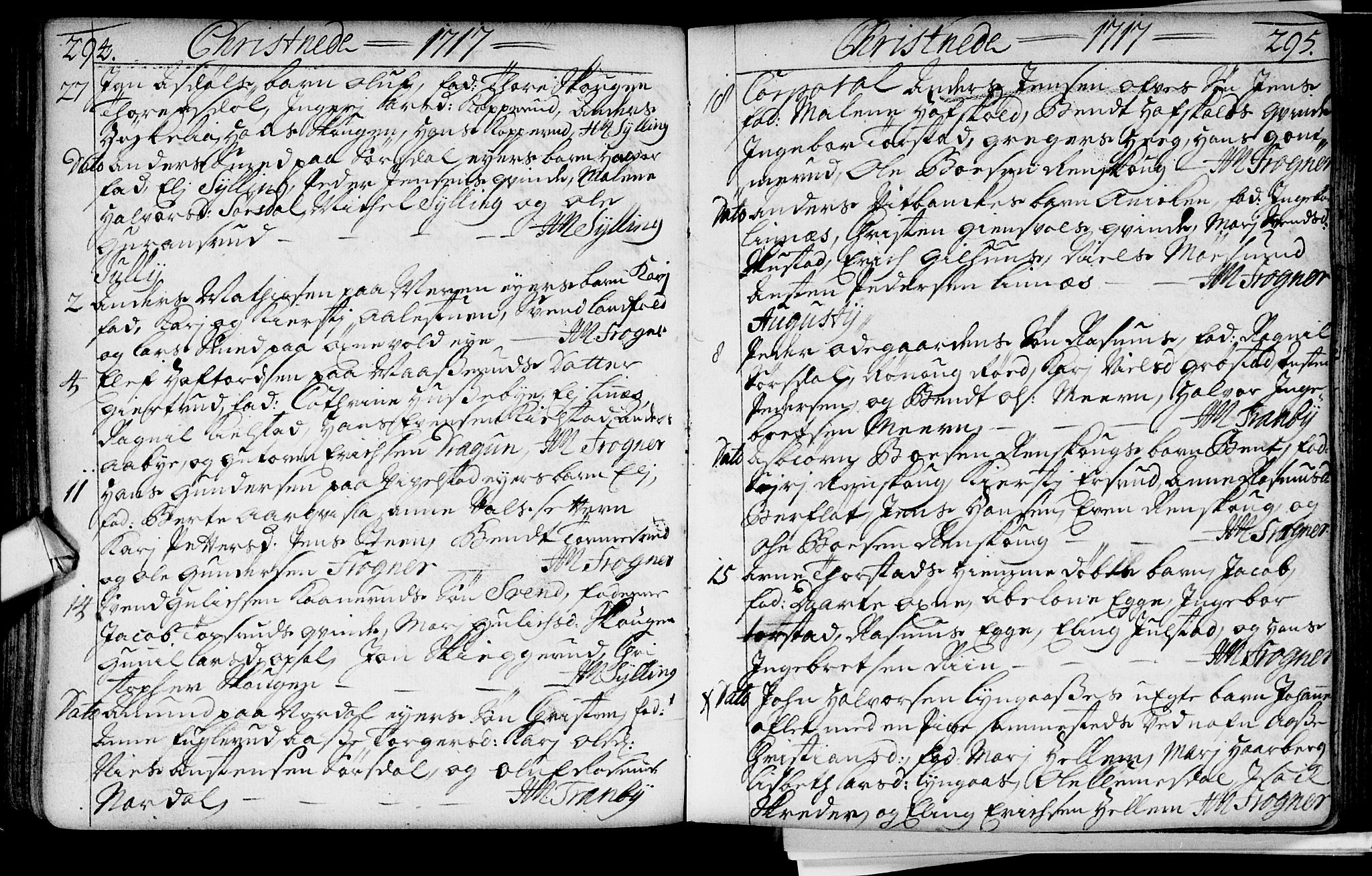 Lier kirkebøker, AV/SAKO-A-230/F/Fa/L0002: Ministerialbok nr. I 2, 1701-1726, s. 294-295