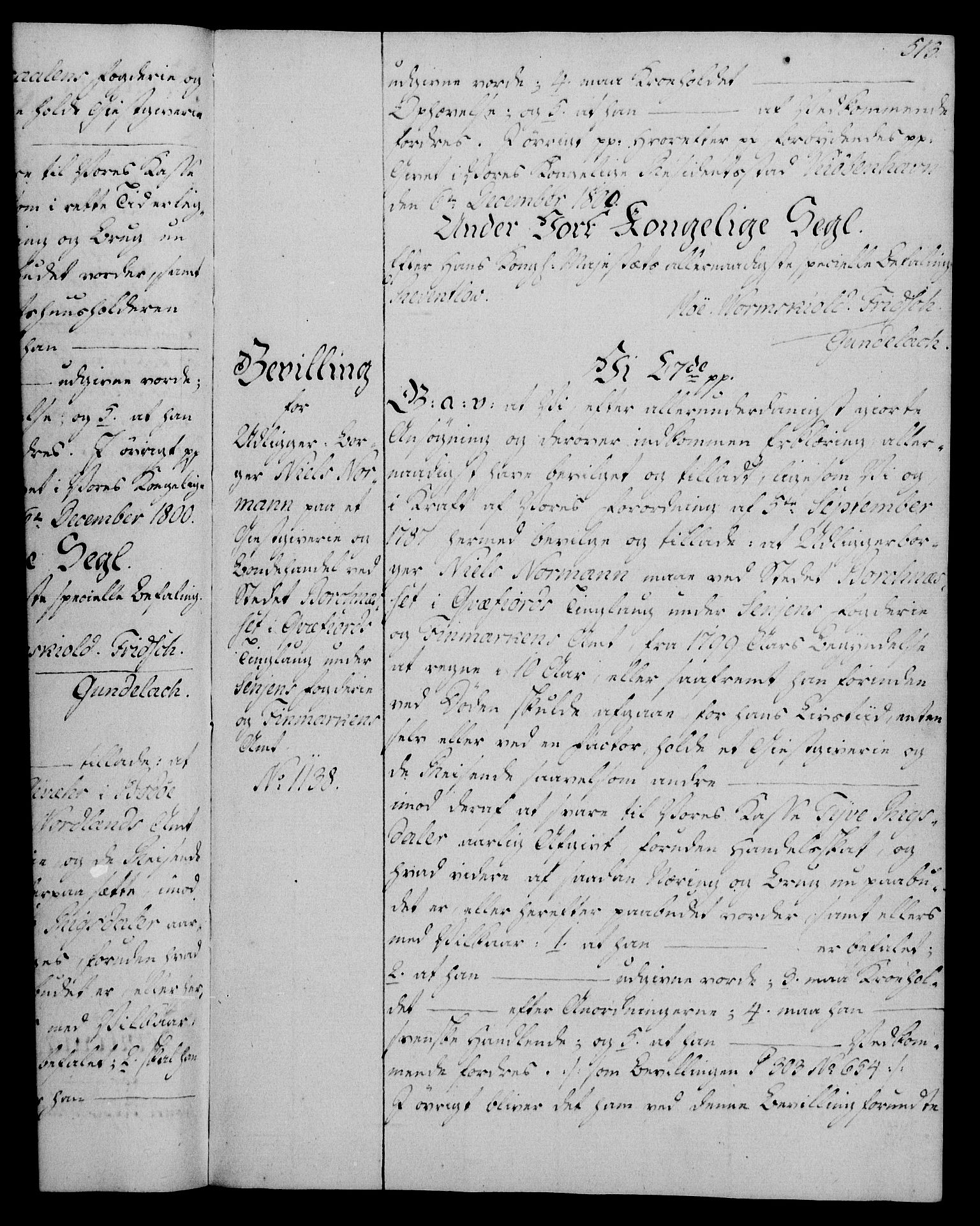 Rentekammeret, Kammerkanselliet, RA/EA-3111/G/Gg/Gga/L0016: Norsk ekspedisjonsprotokoll med register (merket RK 53.16), 1794-1800, s. 513