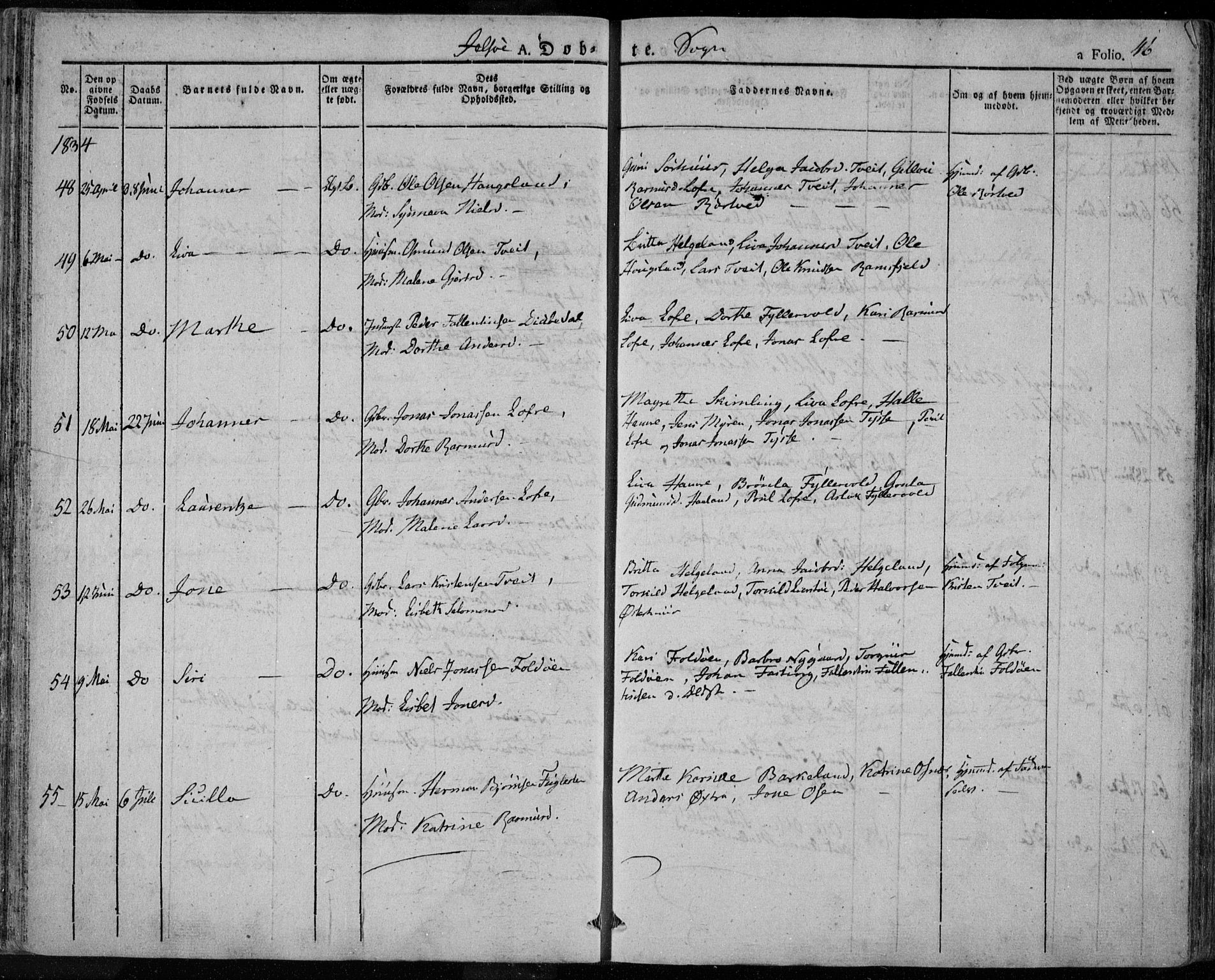 Jelsa sokneprestkontor, AV/SAST-A-101842/01/IV: Ministerialbok nr. A 6.1, 1828-1853, s. 46