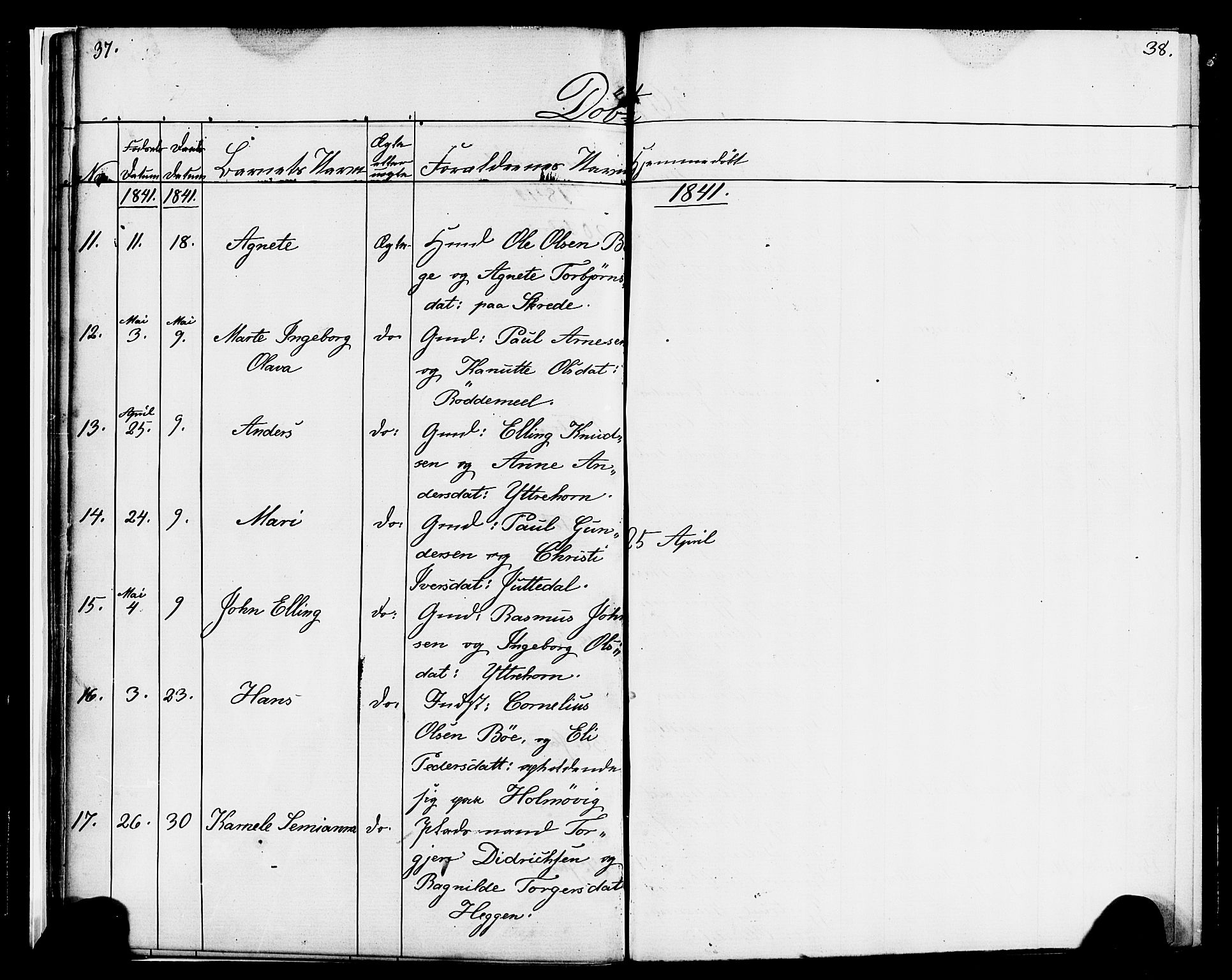 Hornindal sokneprestembete, AV/SAB-A-82401/H/Haa/Haaa/L0001: Ministerialbok nr. A 1, 1837-1866, s. 38-39