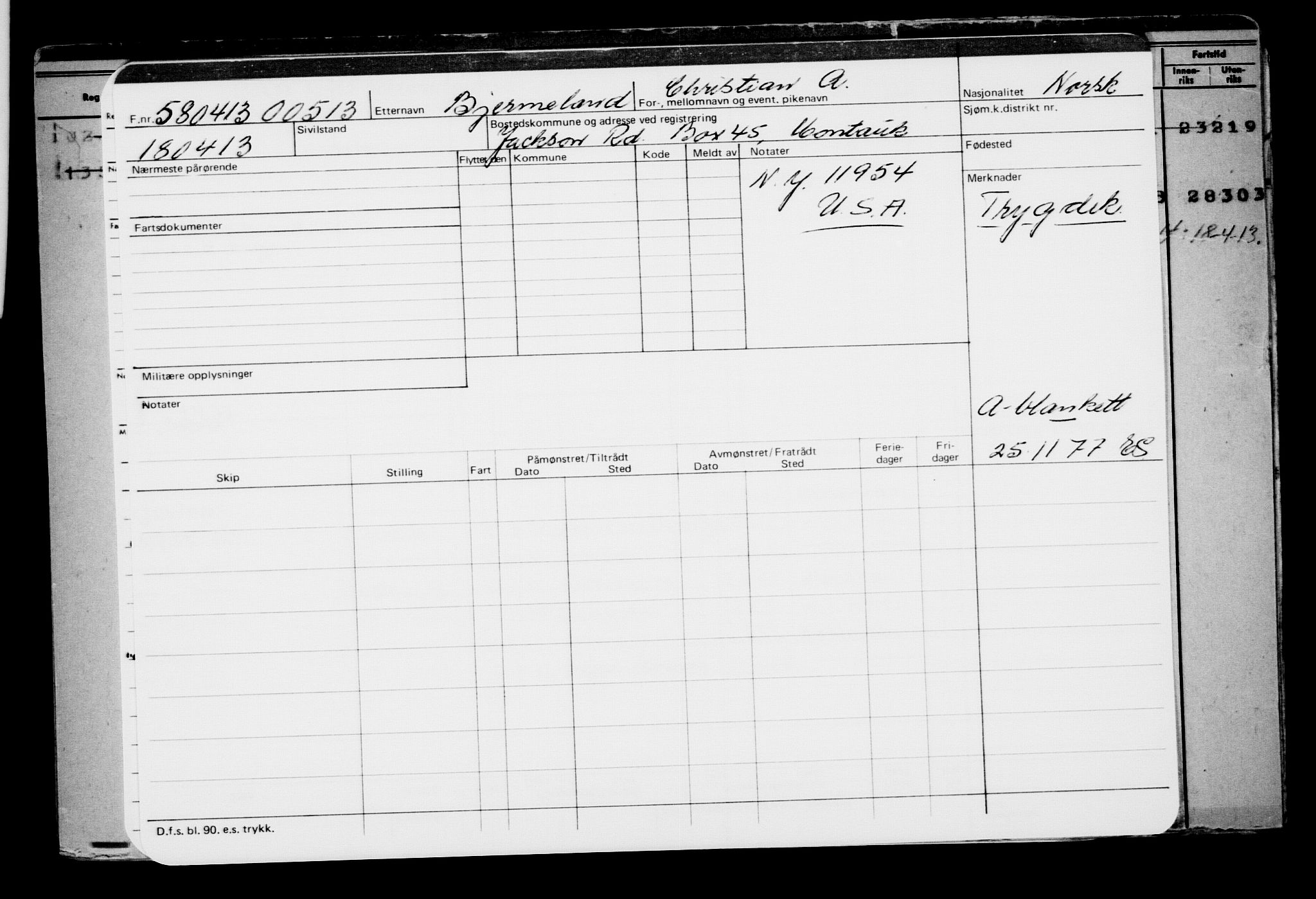 Direktoratet for sjømenn, AV/RA-S-3545/G/Gb/L0112: Hovedkort, 1913, s. 121