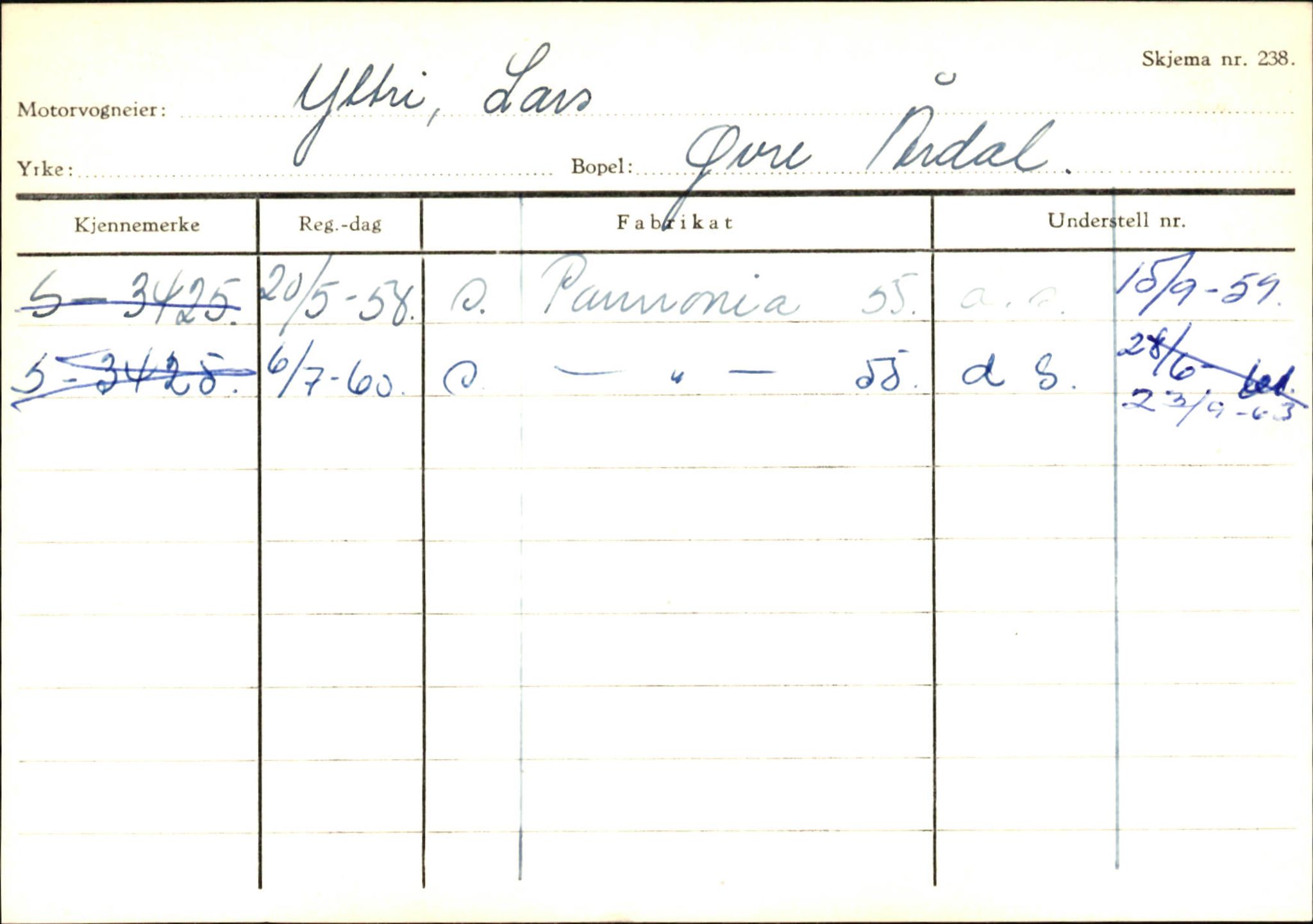 Statens vegvesen, Sogn og Fjordane vegkontor, AV/SAB-A-5301/4/F/L0146: Registerkort Årdal R-Å samt diverse kort, 1945-1975, s. 1406