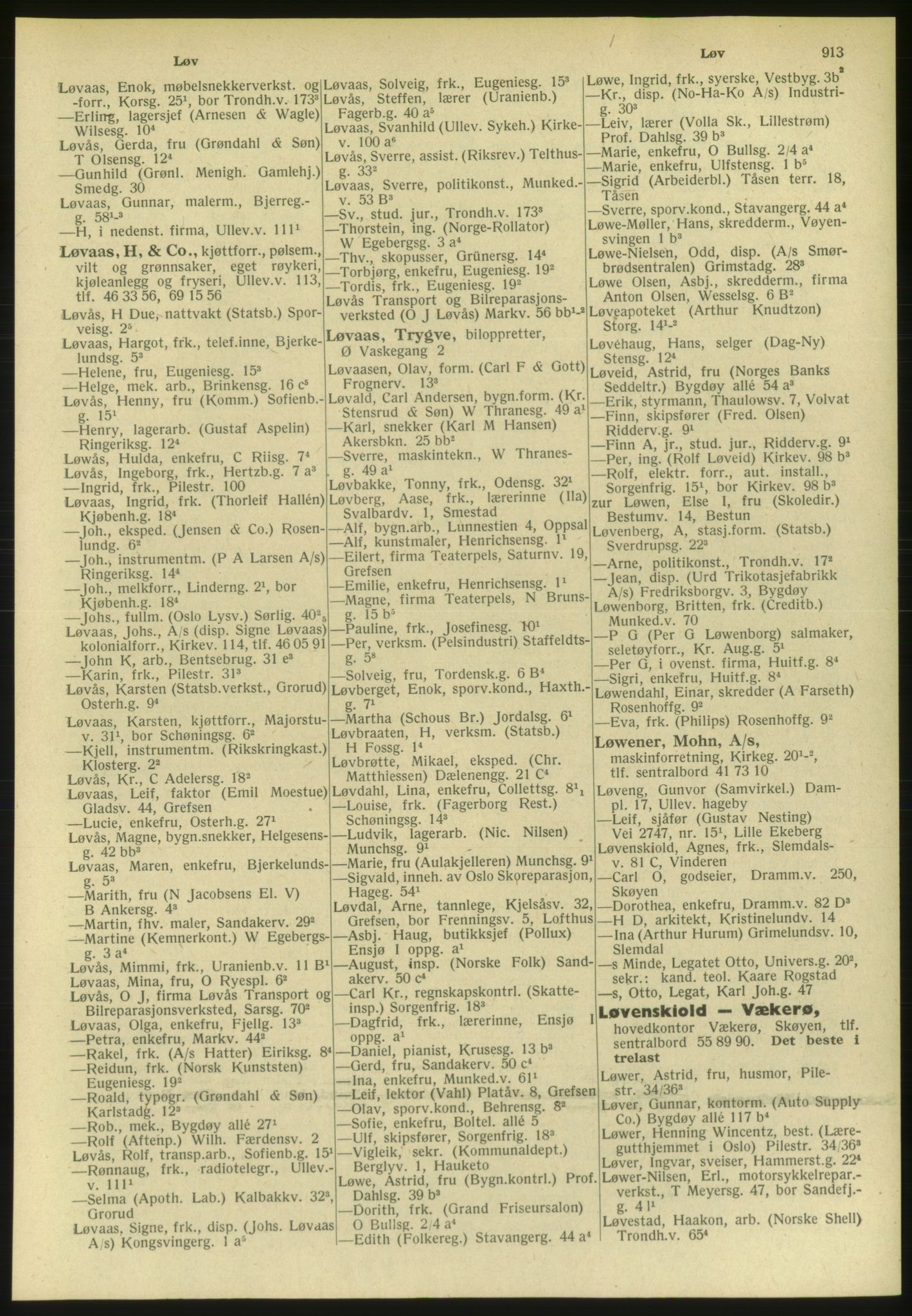 Kristiania/Oslo adressebok, PUBL/-, 1951, s. 913