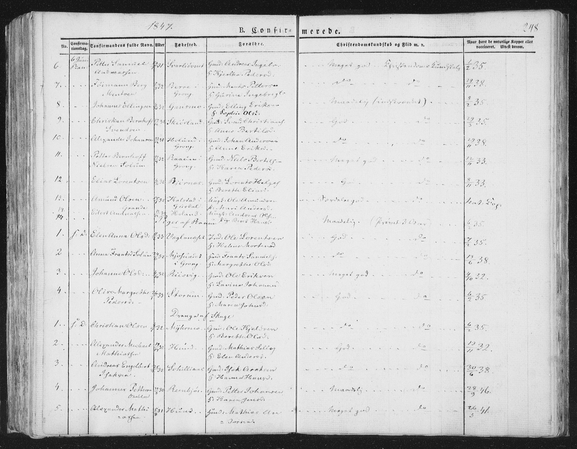 Ministerialprotokoller, klokkerbøker og fødselsregistre - Nord-Trøndelag, AV/SAT-A-1458/764/L0551: Ministerialbok nr. 764A07a, 1824-1864, s. 248