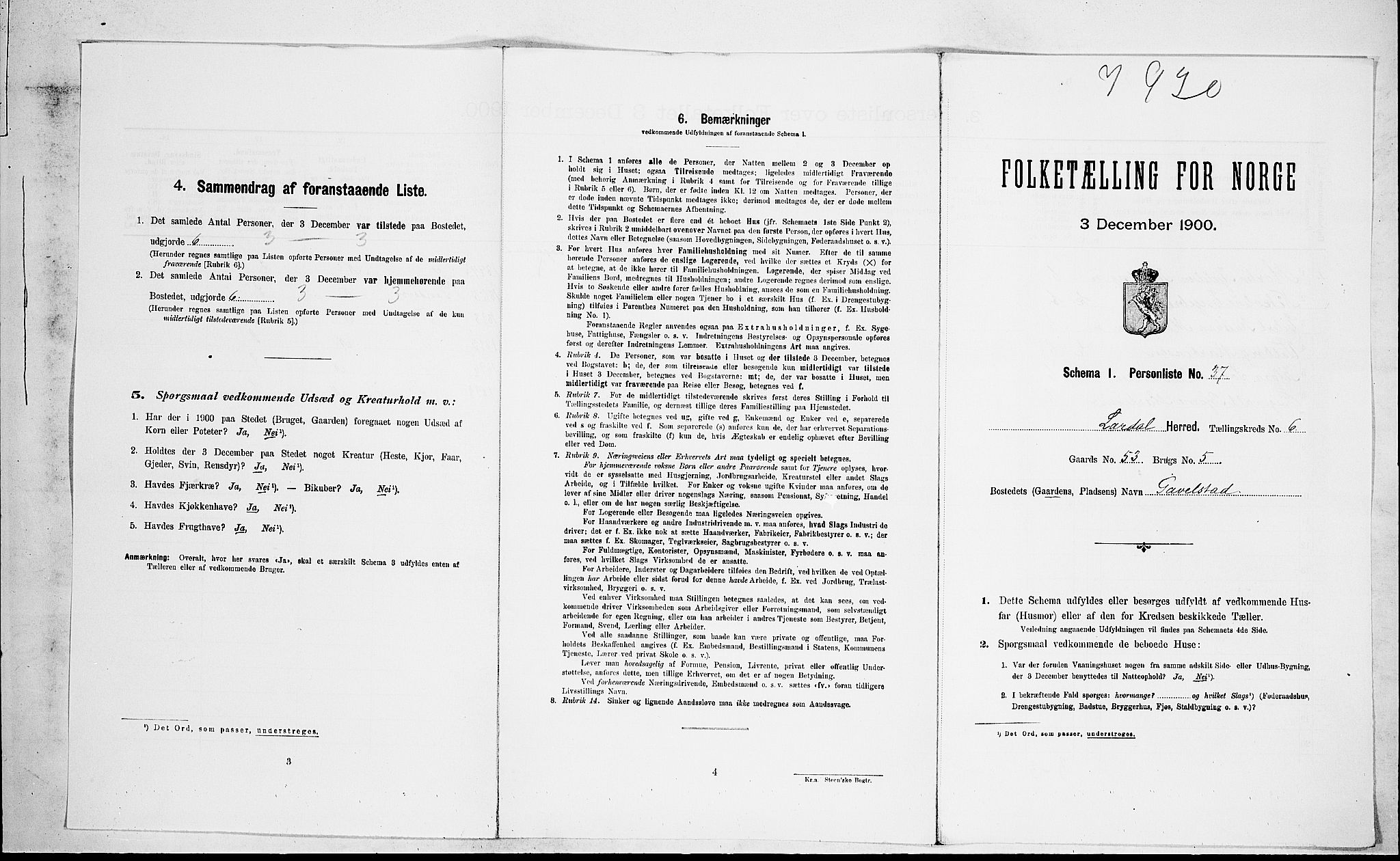 RA, Folketelling 1900 for 0728 Lardal herred, 1900, s. 877