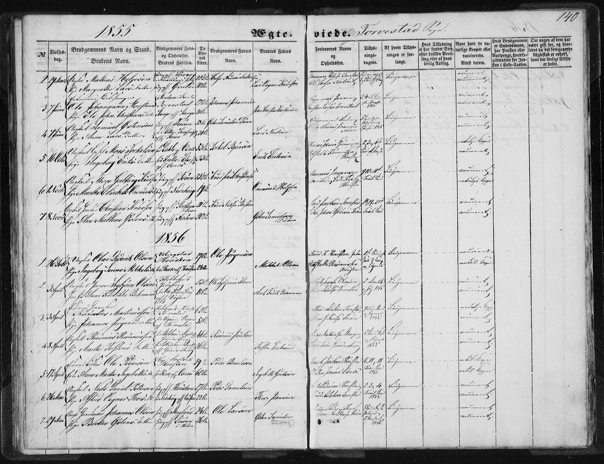 Torvastad sokneprestkontor, SAST/A -101857/H/Ha/Haa/L0008: Ministerialbok nr. A 8, 1847-1856, s. 140