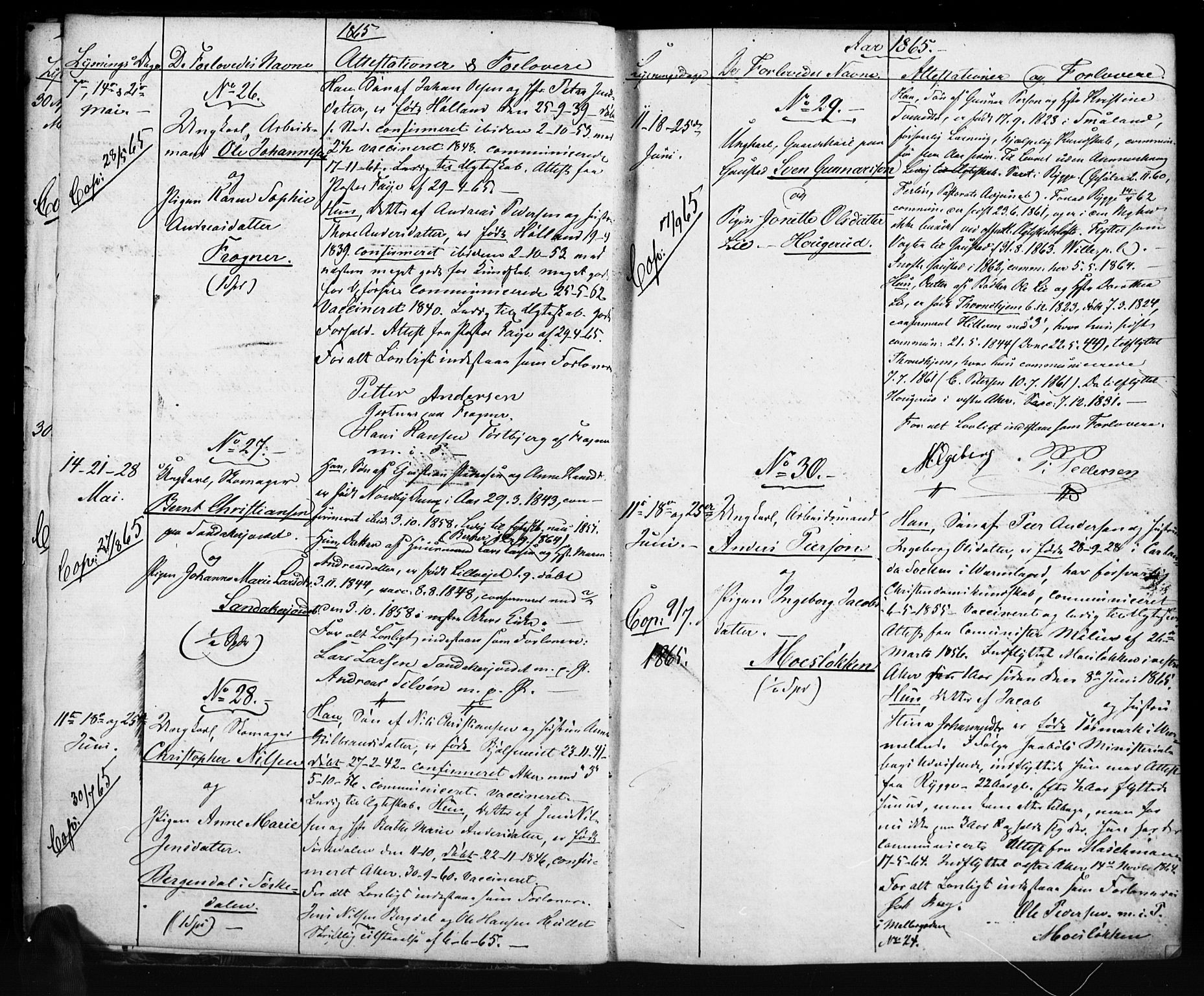 Vestre Aker prestekontor Kirkebøker, AV/SAO-A-10025/H/Ha/L0001: Lysningsprotokoll nr. 1, 1865-1878