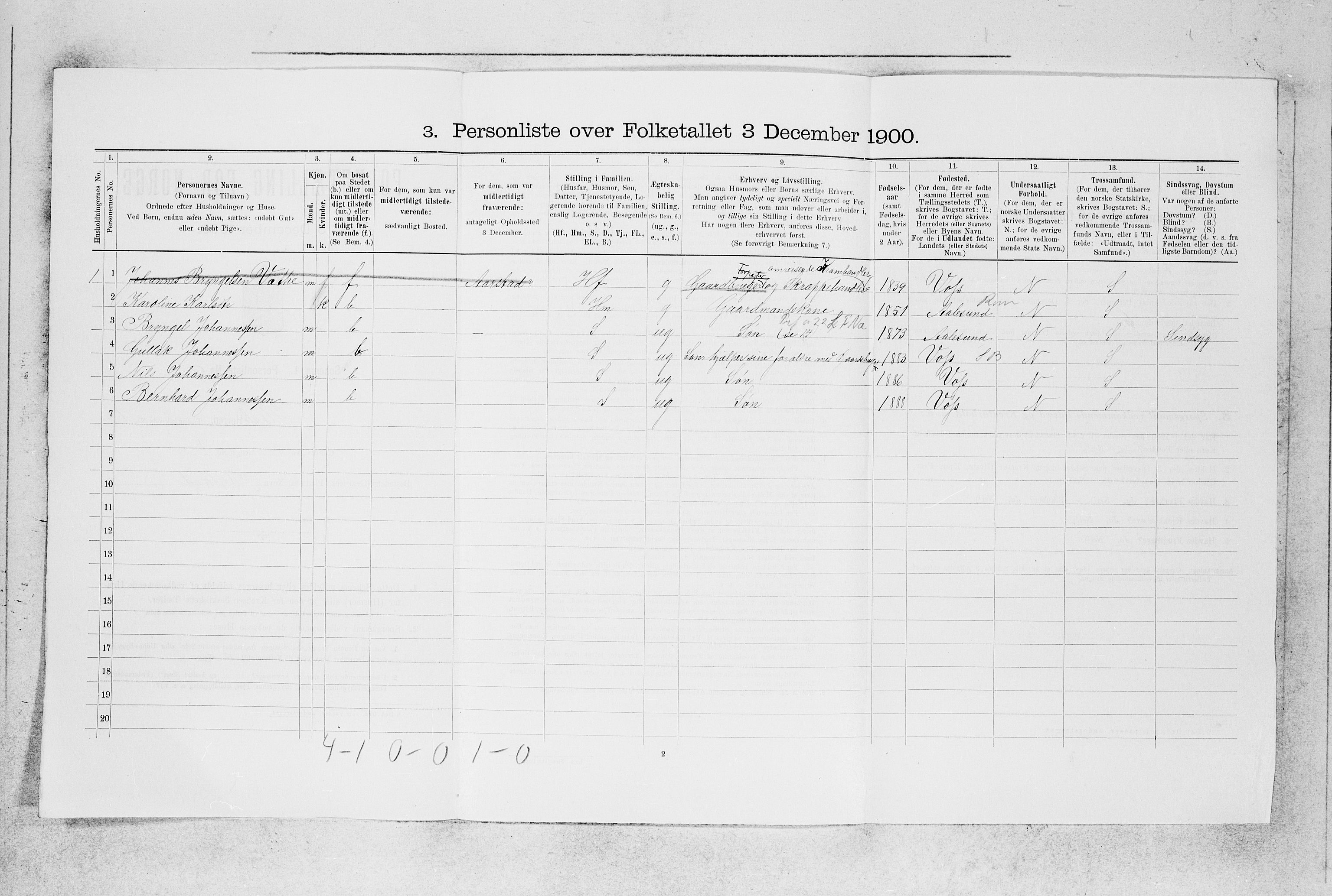 SAB, Folketelling 1900 for 1258 Herdla herred, 1900, s. 92