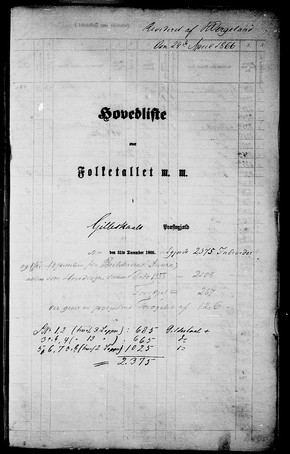 RA, Folketelling 1865 for 1838P Gildeskål prestegjeld, 1865, s. 5