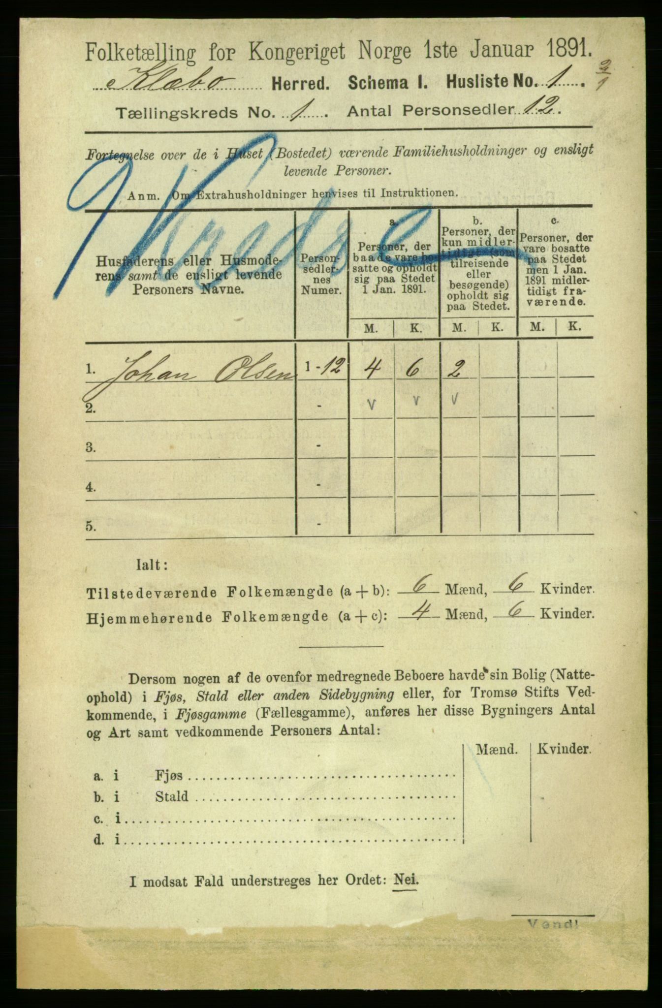 RA, Folketelling 1891 for 1662 Klæbu herred, 1891, s. 26