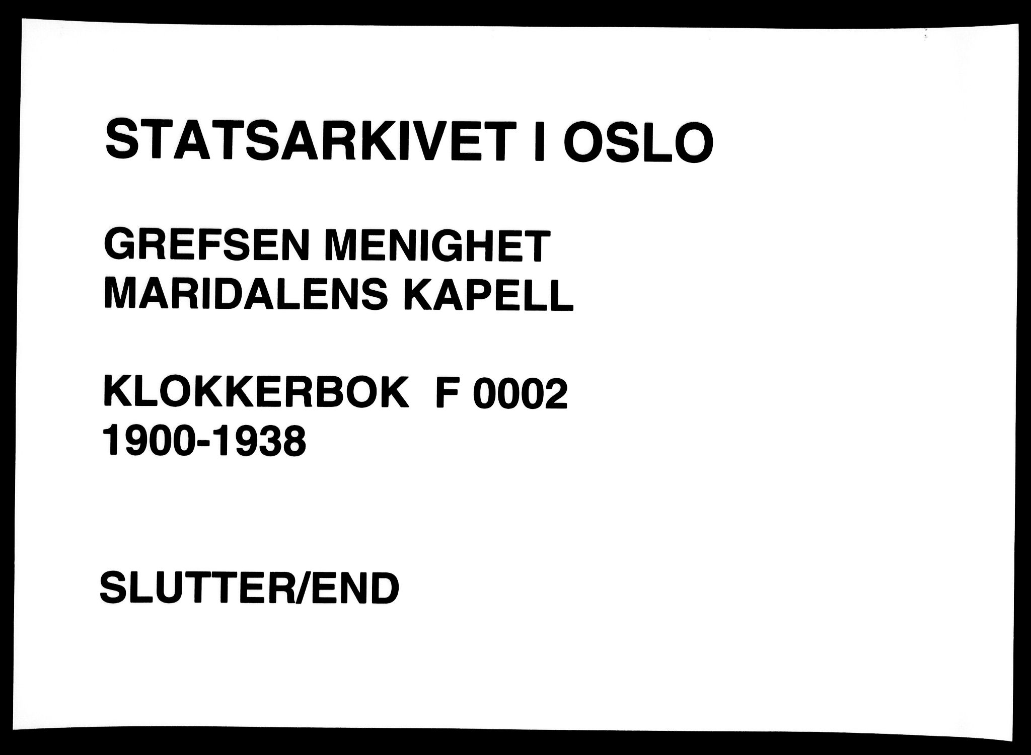 Vestre Aker prestekontor Kirkebøker, SAO/A-10025/G/Gd/L0001: Klokkerbok nr. IV 1, 1900-1938