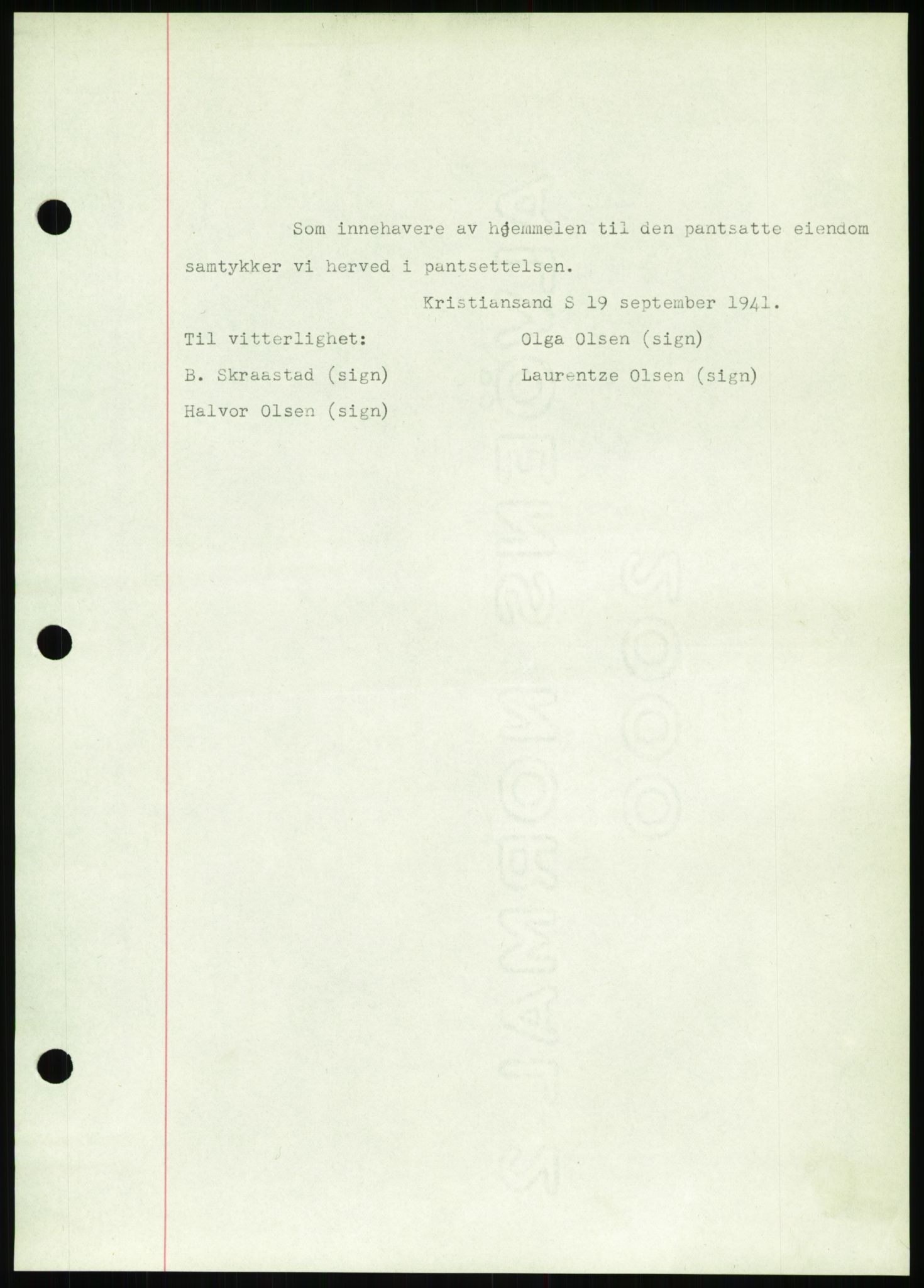 Torridal sorenskriveri, SAK/1221-0012/G/Gb/Gbb/L0008: Pantebok nr. 52b, 1940-1942, Dagboknr: 1166/1941