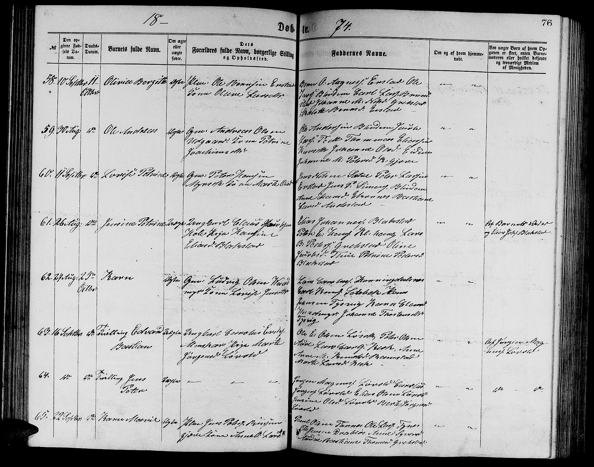 Ministerialprotokoller, klokkerbøker og fødselsregistre - Møre og Romsdal, AV/SAT-A-1454/523/L0338: Klokkerbok nr. 523C01, 1865-1877, s. 76