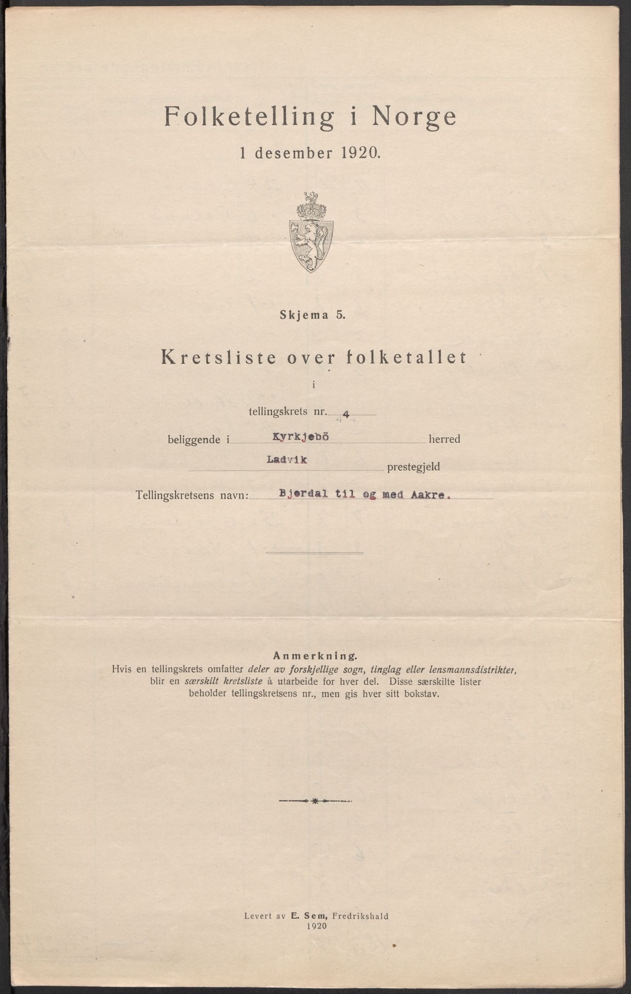 SAB, Folketelling 1920 for 1416 Kyrkjebø herred, 1920, s. 13