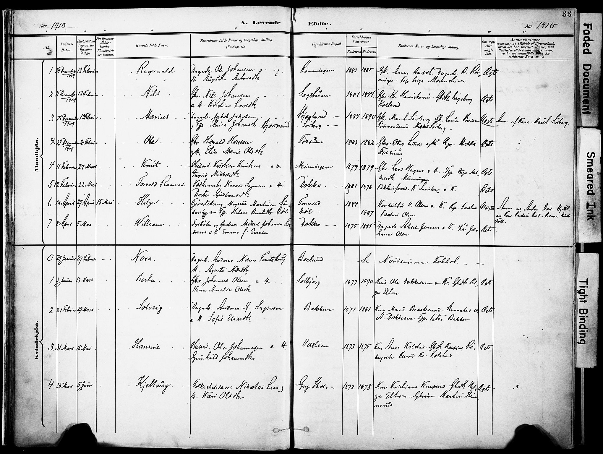 Nordre Land prestekontor, AV/SAH-PREST-124/H/Ha/Haa/L0006: Ministerialbok nr. 6, 1897-1914, s. 33