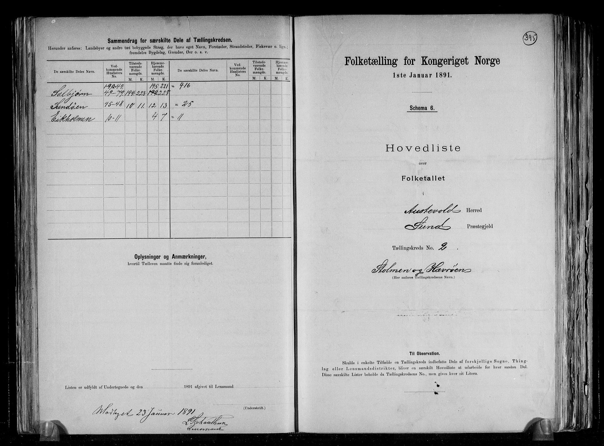 RA, Folketelling 1891 for 1244 Austevoll herred, 1891, s. 6