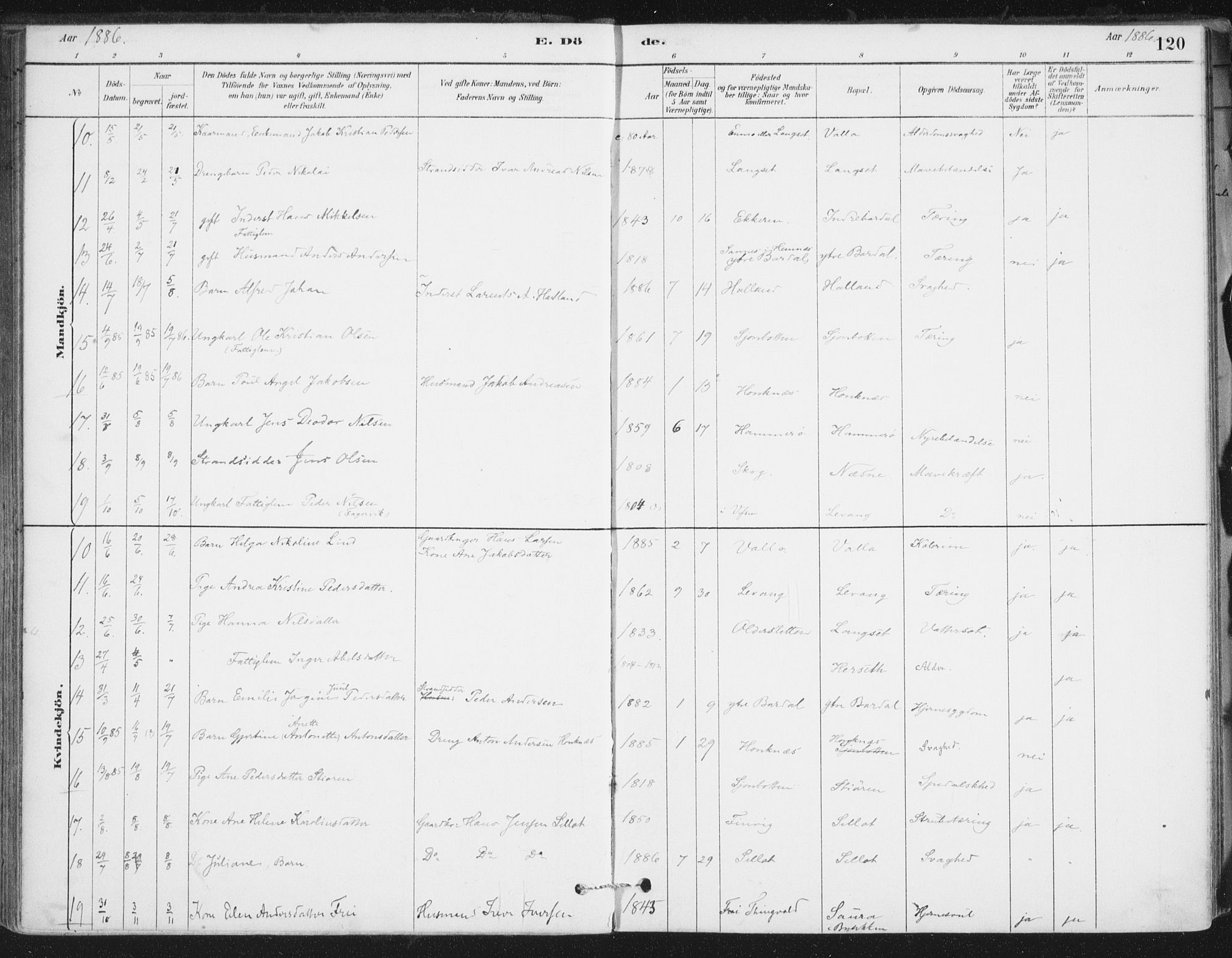 Ministerialprotokoller, klokkerbøker og fødselsregistre - Nordland, AV/SAT-A-1459/838/L0553: Ministerialbok nr. 838A11, 1880-1910, s. 120