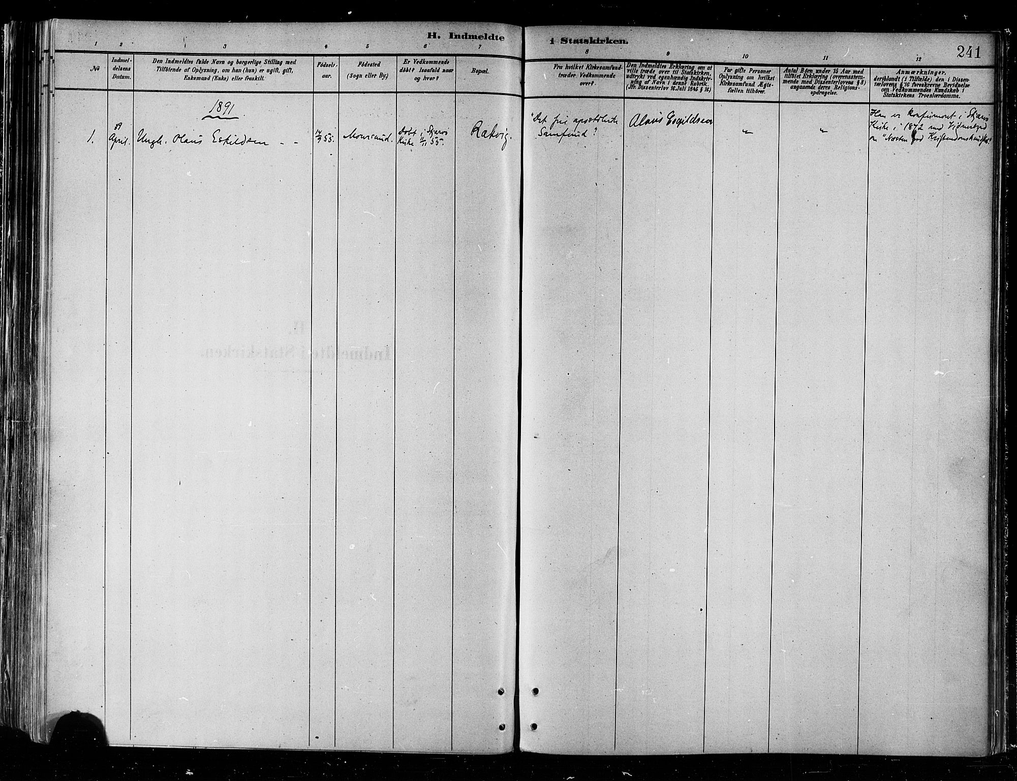 Skjervøy sokneprestkontor, AV/SATØ-S-1300/H/Ha/Haa/L0010kirke: Ministerialbok nr. 10, 1887-1898, s. 241