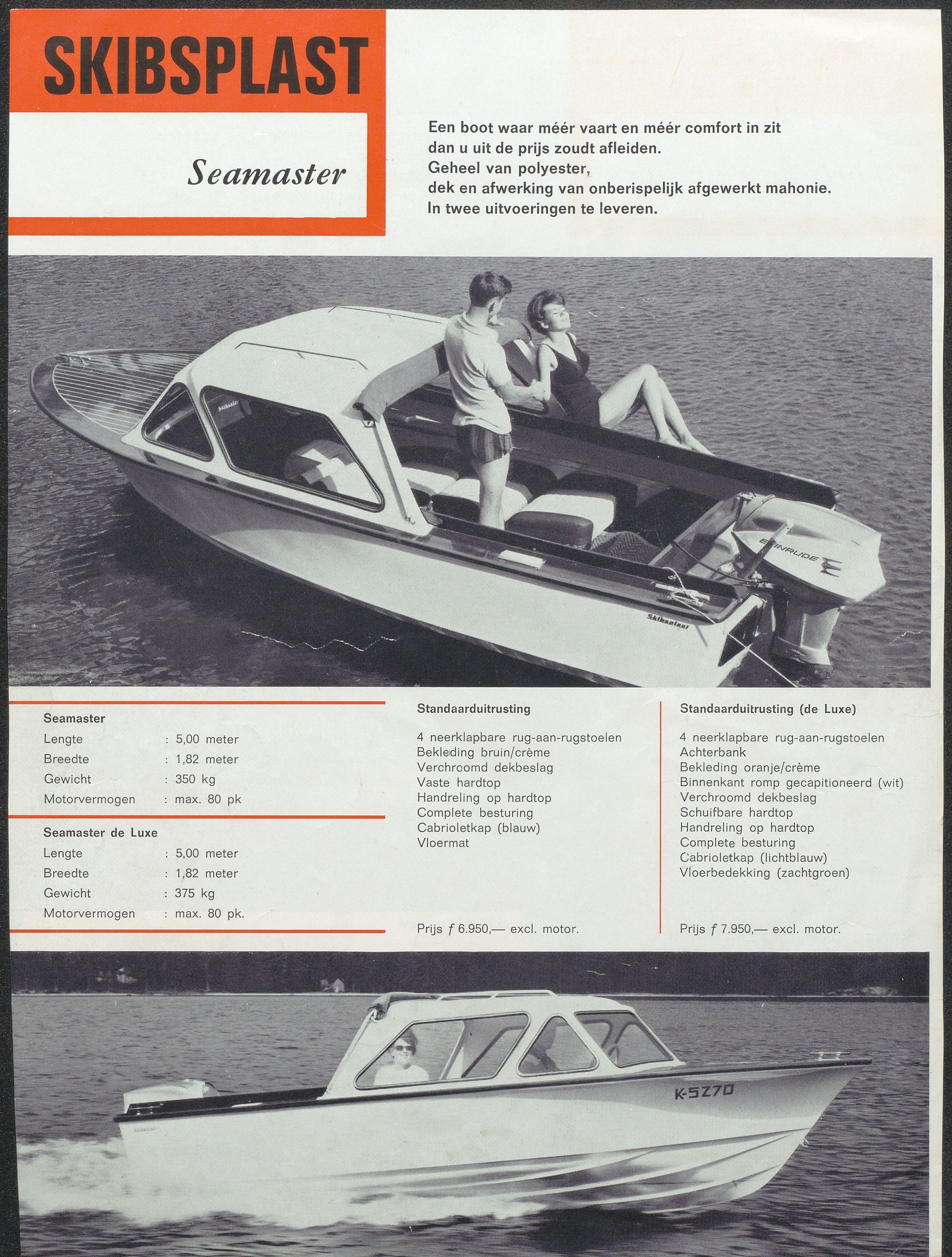 Skibsplast, AAKS/PA-2968/01/X/X01/L0001/0004: Brosjyrer / Sportsmann De Luxe (1964-1971). Seamaster (1958-1962/64). , 1958-1971