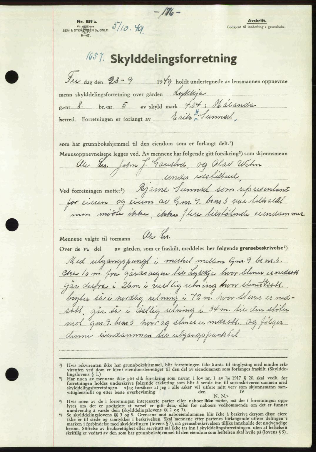 Gauldal sorenskriveri, SAT/A-0014/1/2/2C: Pantebok nr. A8, 1949-1949, Dagboknr: 1657/1949