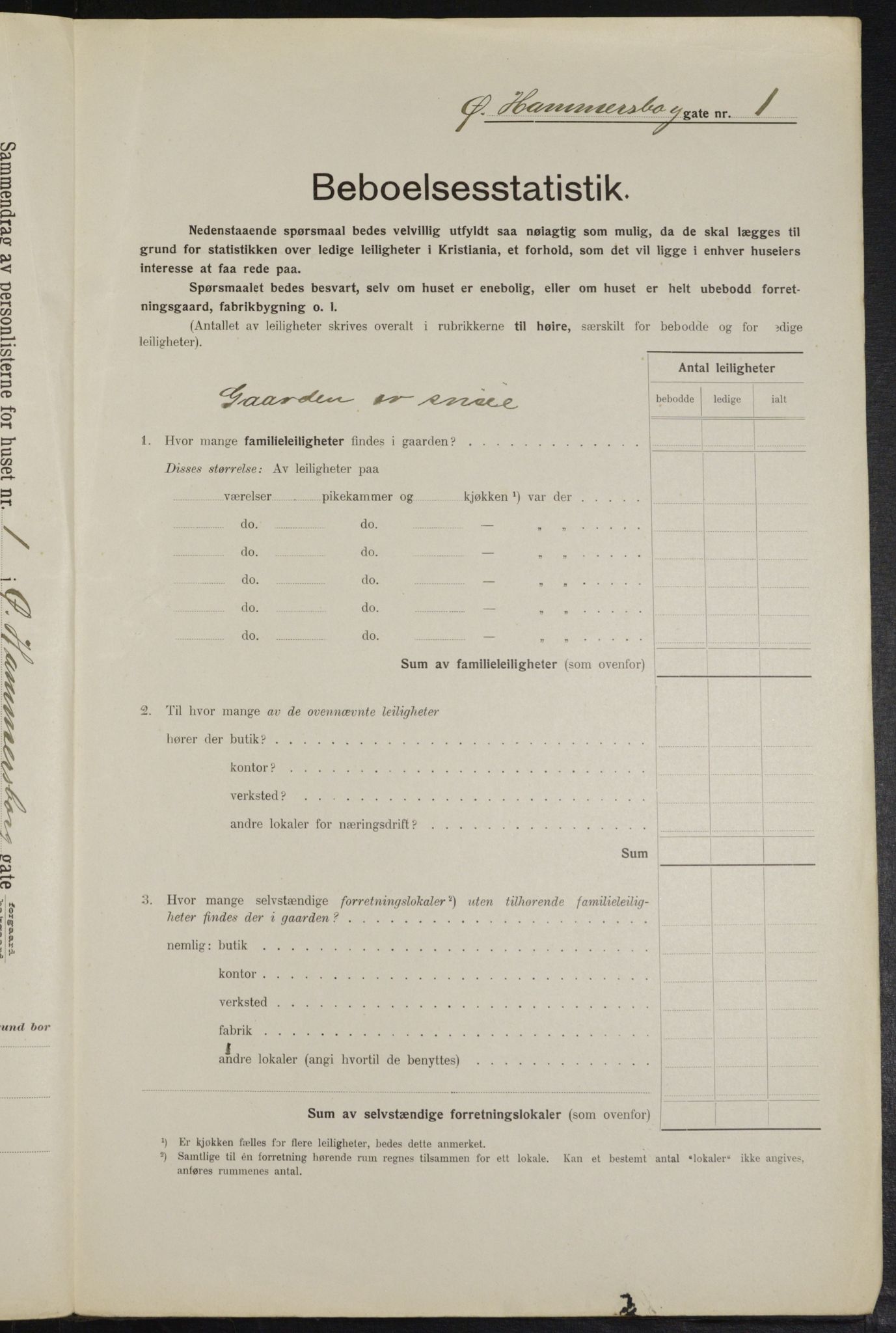 OBA, Kommunal folketelling 1.2.1914 for Kristiania, 1914, s. 130911