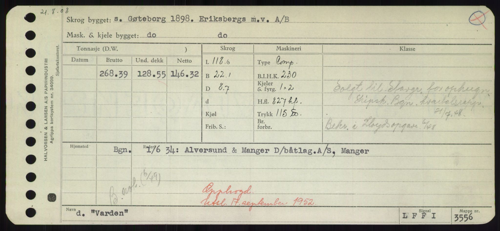 Sjøfartsdirektoratet med forløpere, Skipsmålingen, RA/S-1627/H/Hd/L0040: Fartøy, U-Ve, s. 347