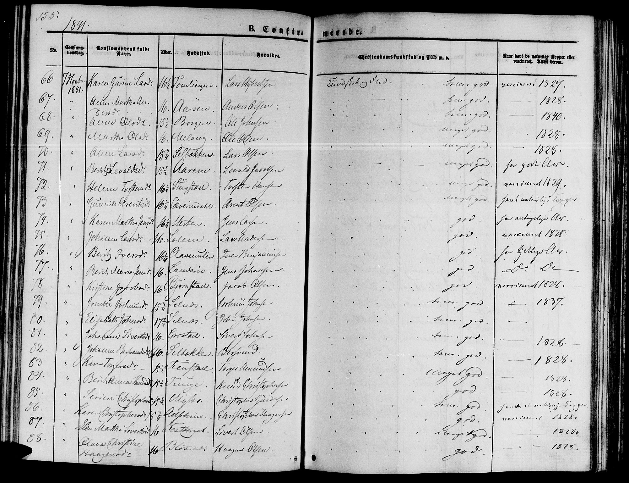 Ministerialprotokoller, klokkerbøker og fødselsregistre - Sør-Trøndelag, SAT/A-1456/646/L0610: Ministerialbok nr. 646A08, 1837-1847, s. 155