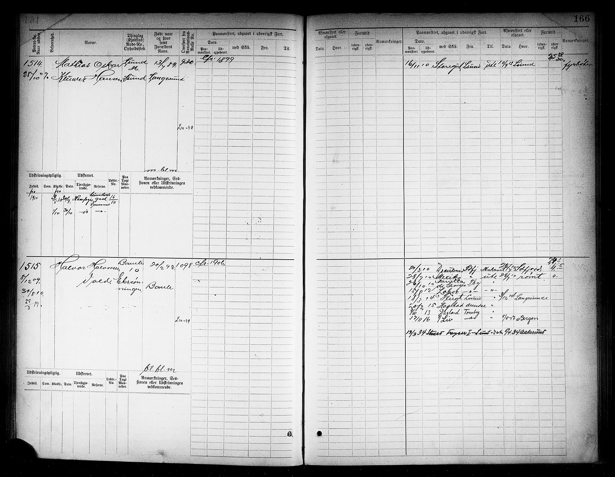 Langesund innrulleringskontor, AV/SAKO-A-831/F/Fc/L0006: Hovedrulle, 1891-1922, s. 169