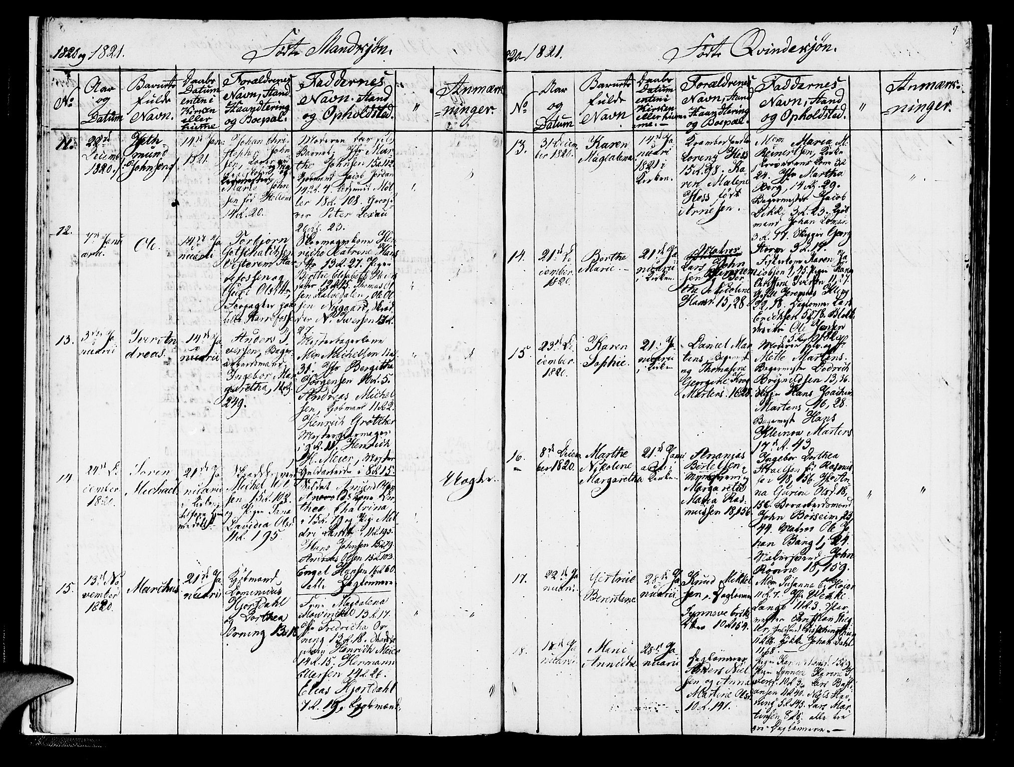 Domkirken sokneprestembete, SAB/A-74801/H/Haa/L0011: Ministerialbok nr. A 11, 1820-1821, s. 9