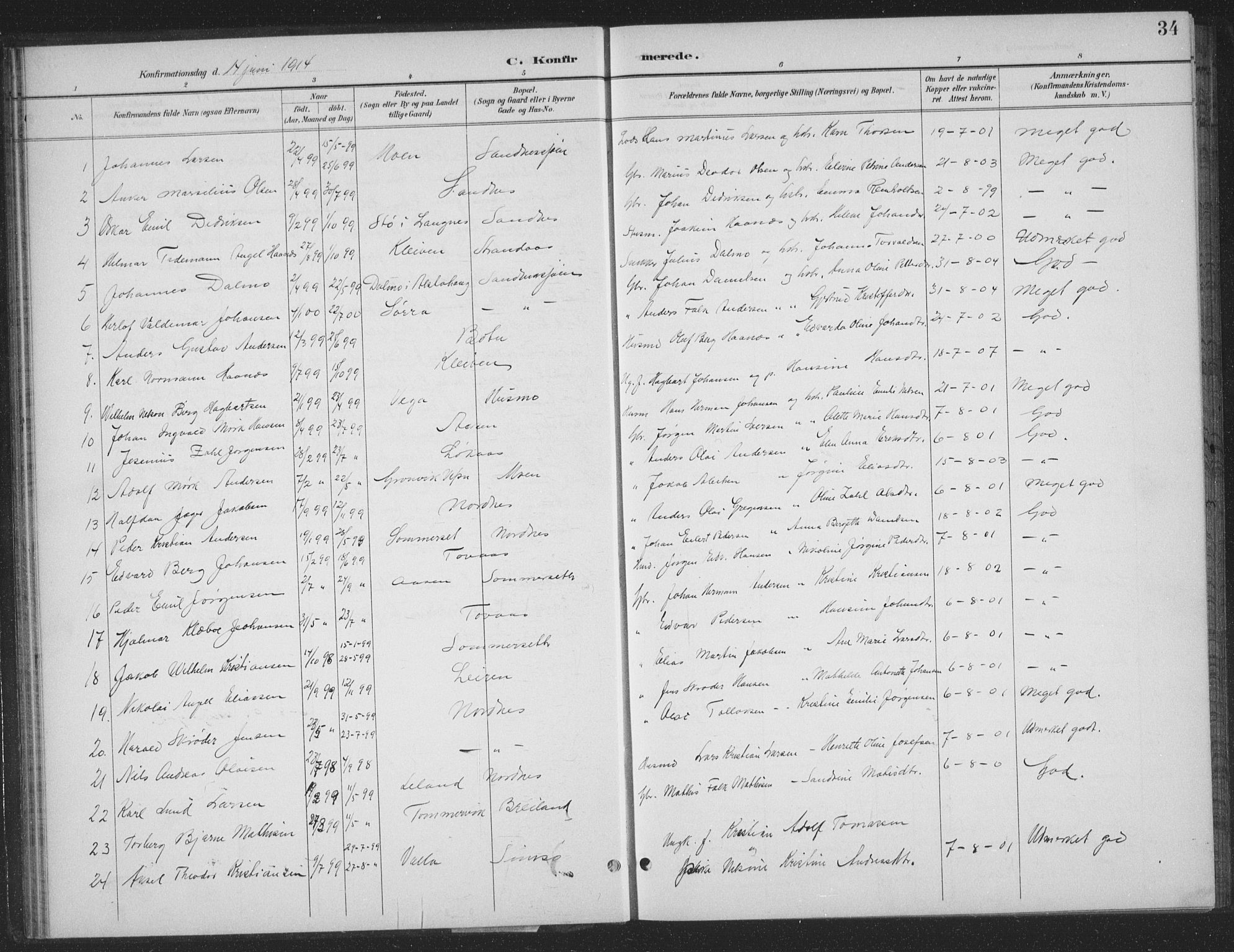 Ministerialprotokoller, klokkerbøker og fødselsregistre - Nordland, SAT/A-1459/831/L0479: Klokkerbok nr. 831C06, 1897-1936, s. 34